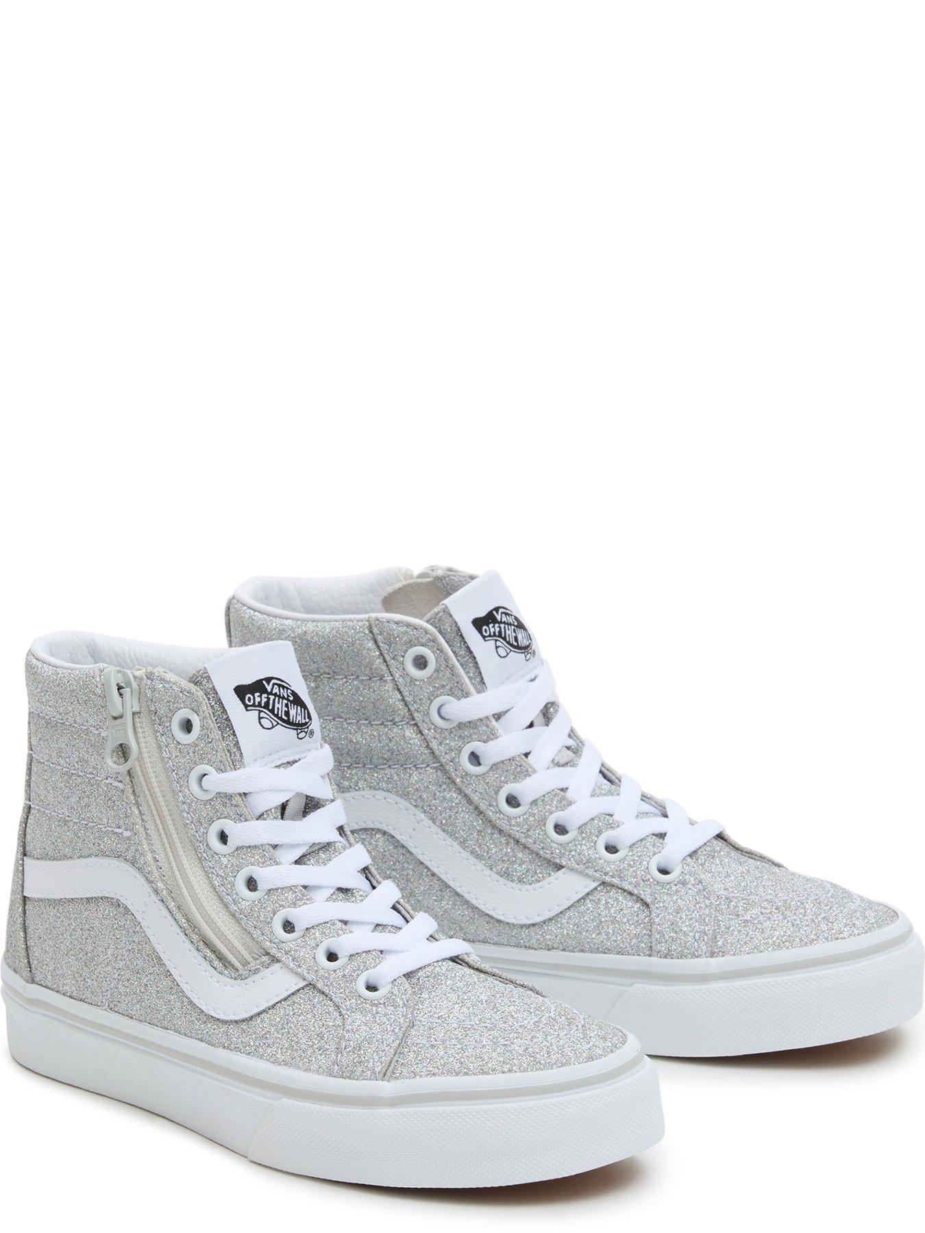 Vans Sk8 hi Reissue Side Zip Glitter Younger Trainers Silver