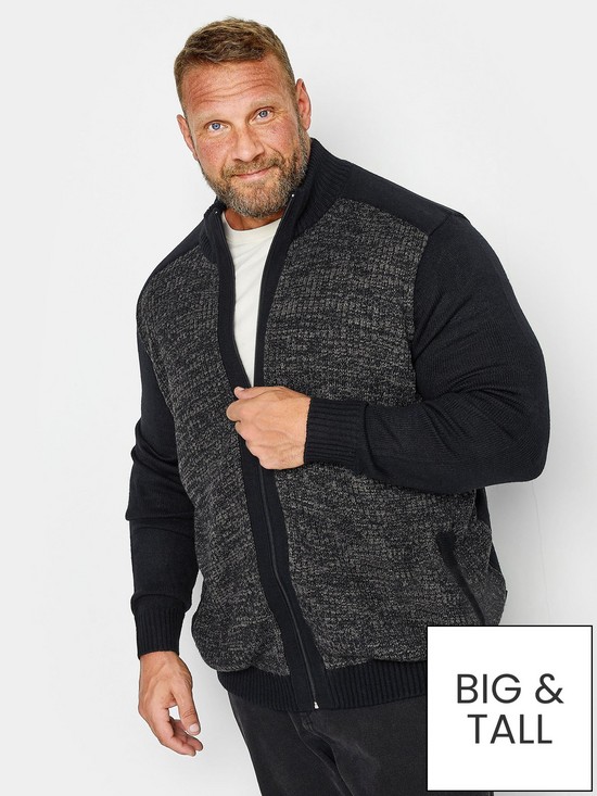 outfit image of badrhino-full-zip-bonded-knitwear-jacket-black
