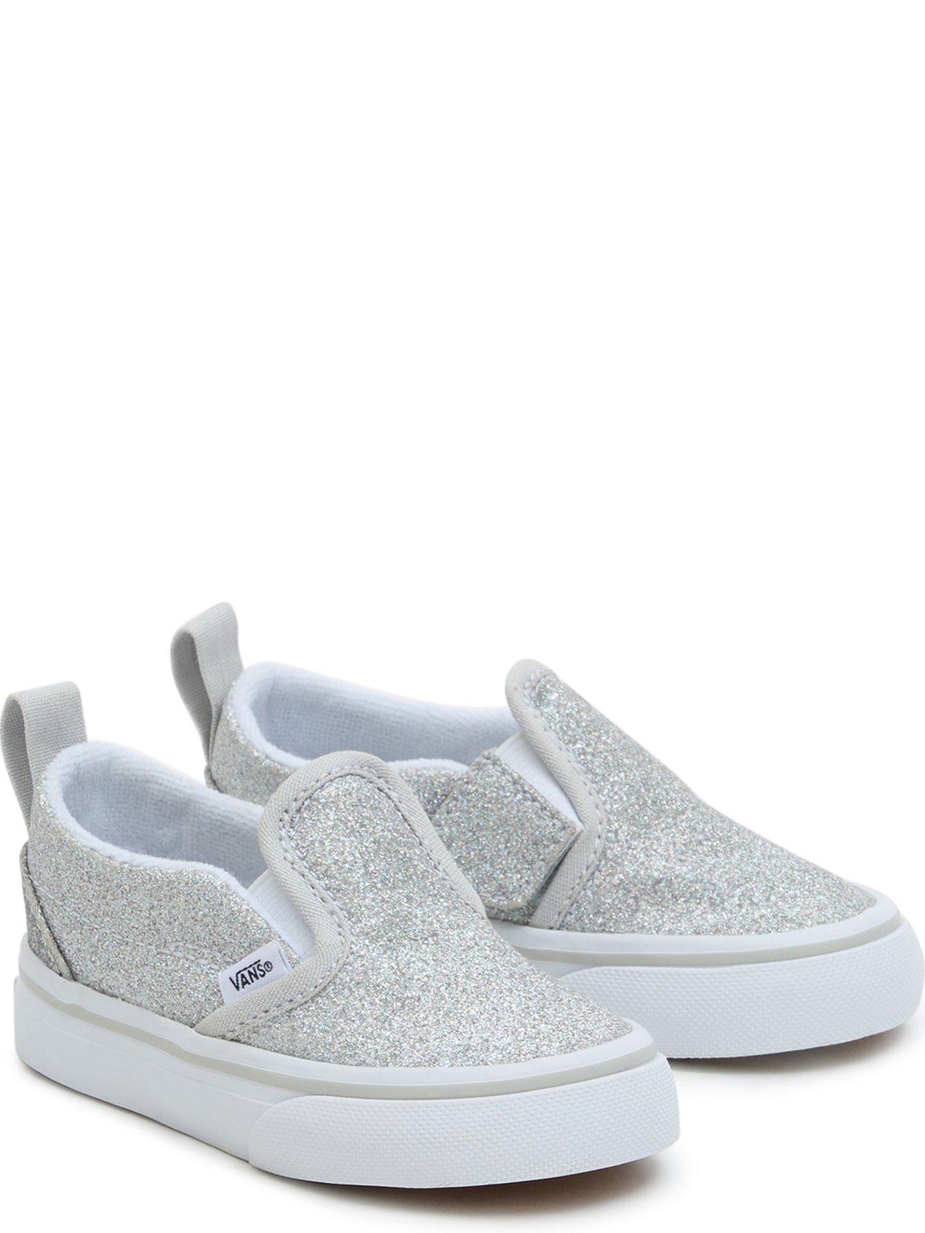 Silver vans best sale slip on