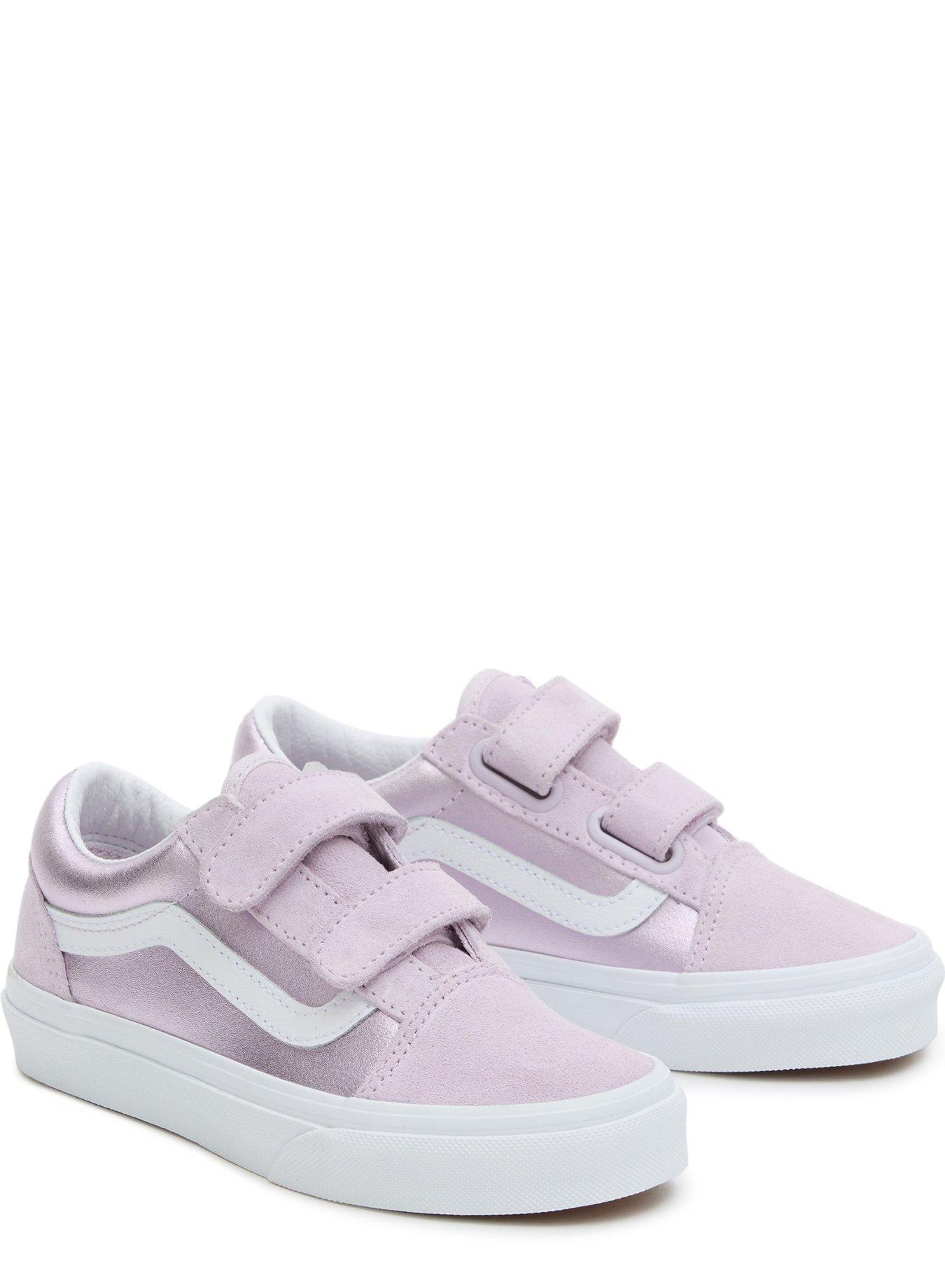 Younger Old Skool Hook and Loop Metallic Trainers Light Purple