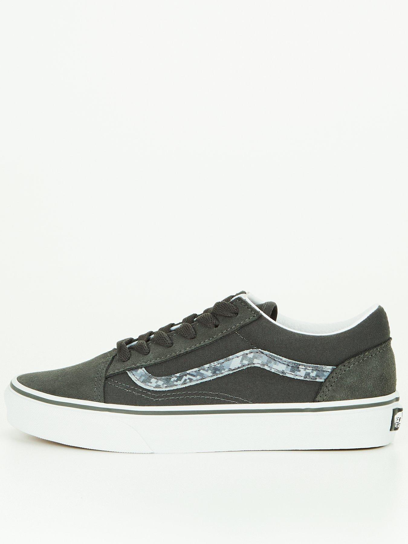 Vans Old Skool Camo Junior Trainers - Grey, Grey, Size 4 Older