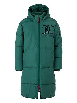 juicy couture girls longline padded jacket - trekking green