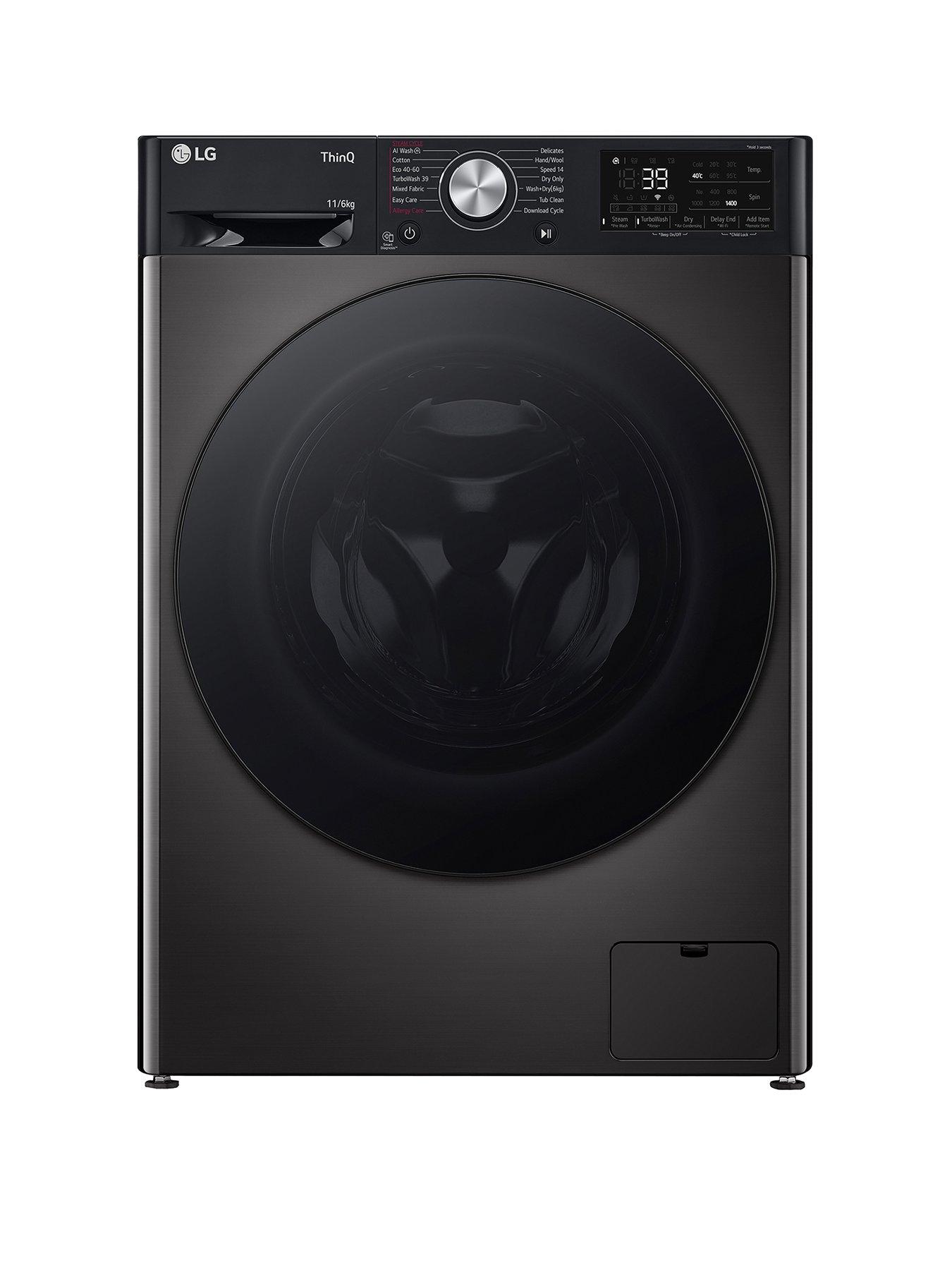 Image of LG TurboWash 360 FWY916BBTN1 11kg Wash, 6kg Dry, 1400 Spin Washer Dryer - Platinum Black