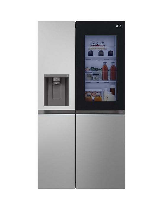 front image of lg-instaview-gsgv81pyll-side-by-side-americannbspfridge-freezer-with-non-plumbed-water-amp-ice-dispenser-prime-silver-635l-e-rated