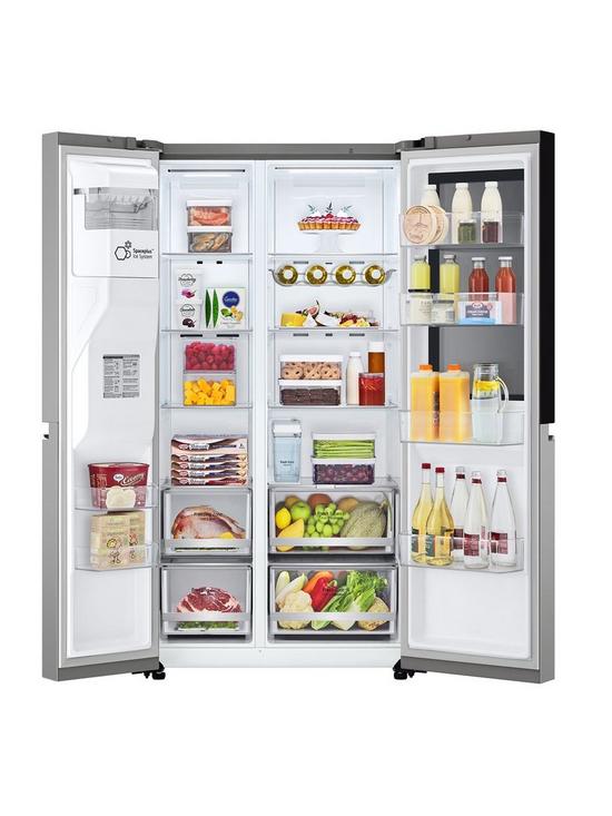 stillFront image of lg-instaview-gsgv81pyll-side-by-side-americannbspfridge-freezer-with-non-plumbed-water-amp-ice-dispenser-prime-silver-635l-e-rated