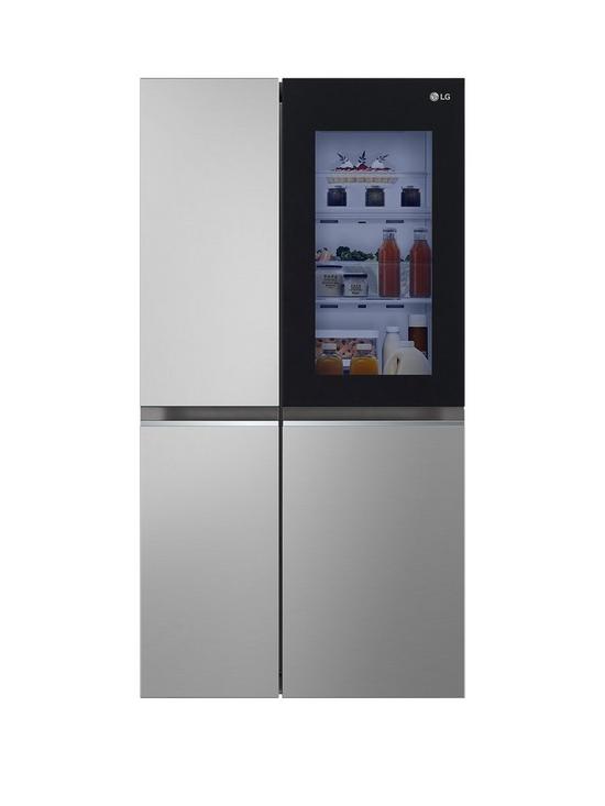 front image of lg-instaview-gsvv80pyll-side-by-side-6040-americannbspfridge-freezer-prime-silver-655l-e-rated