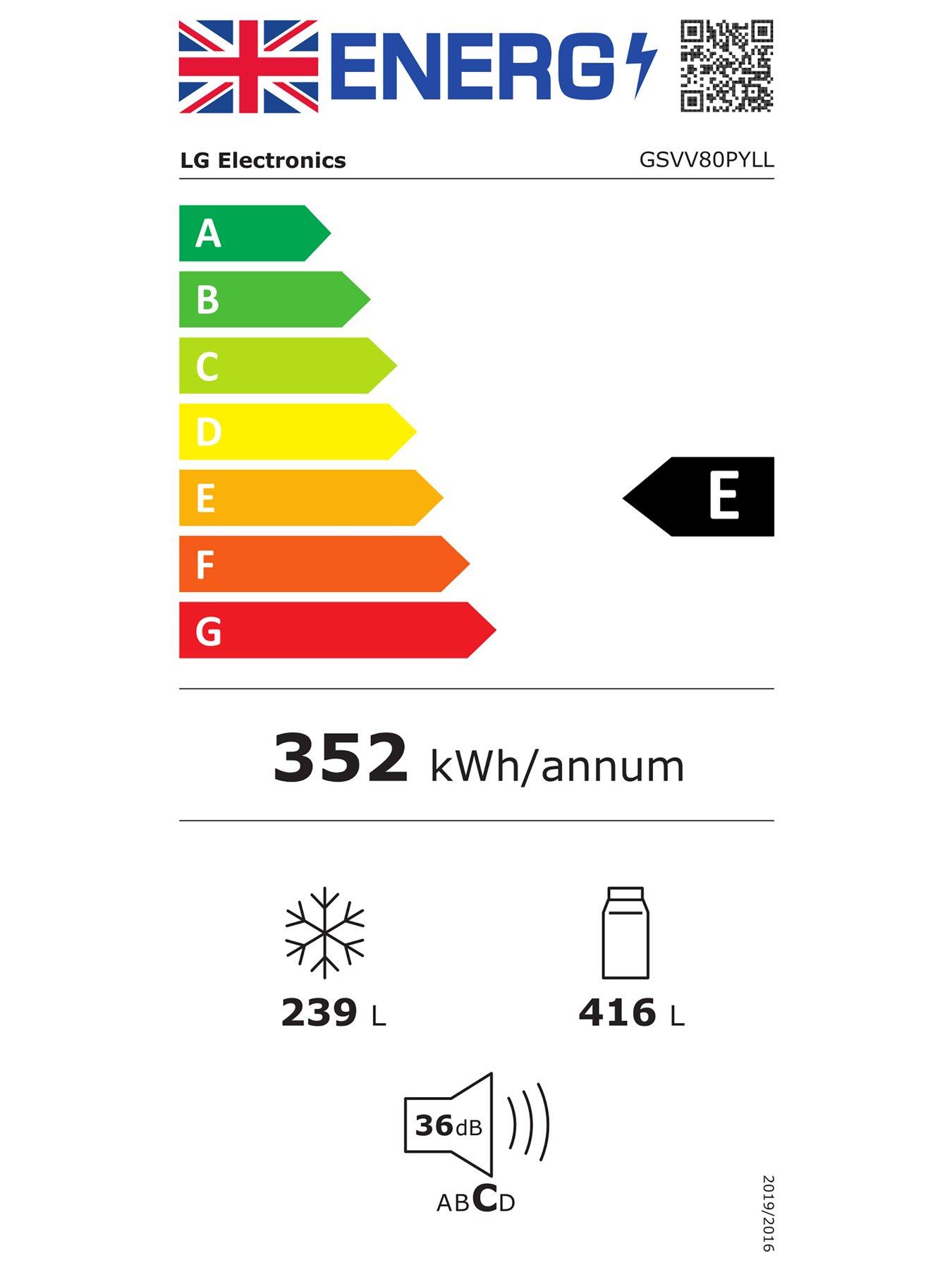 Image 7 of 7 of LG InstaView GSVV80PYLL Side-by-Side 60/40 American&nbsp;Fridge Freezer - Prime Silver - 655L - E Rated