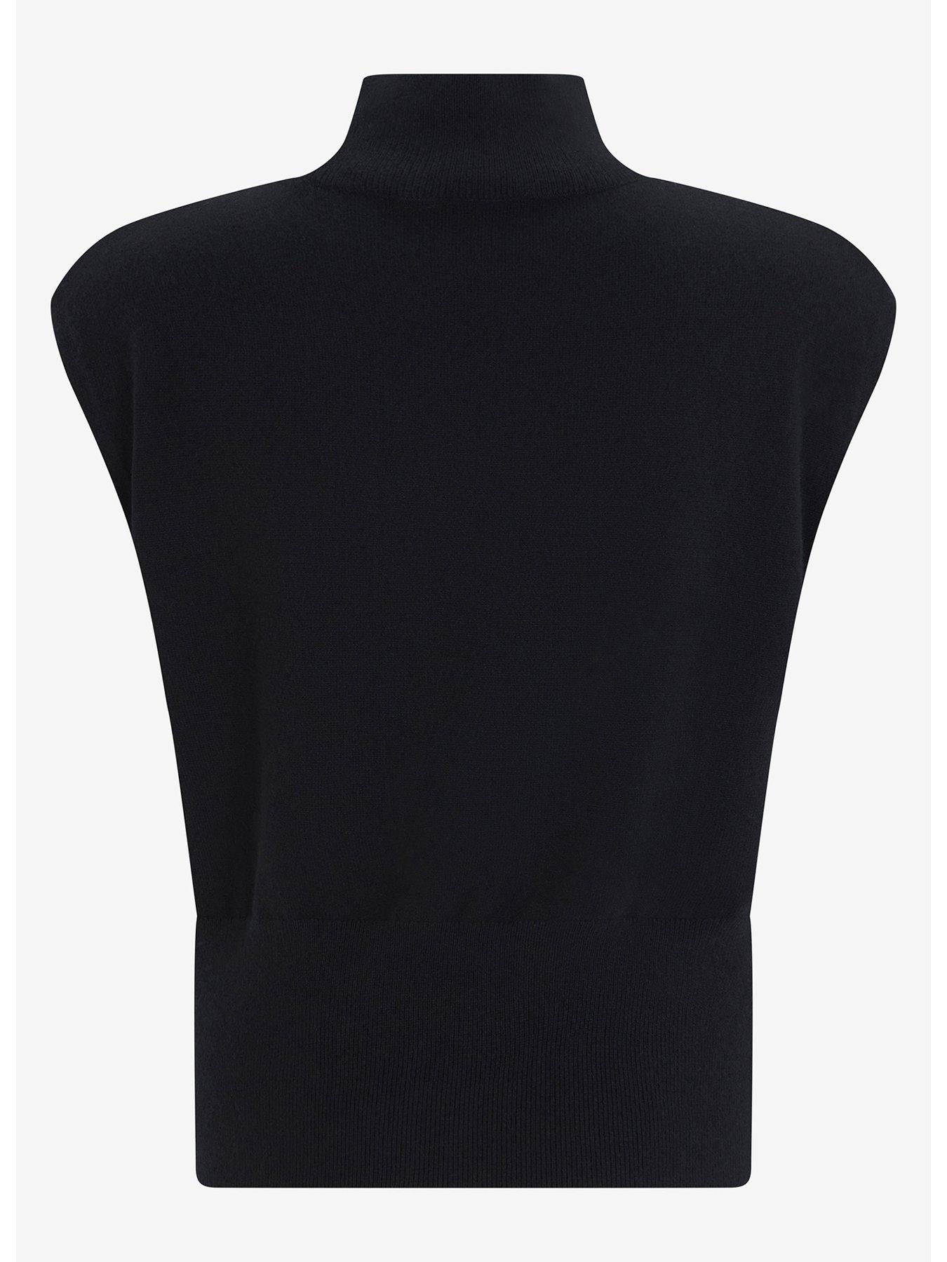 Mint Velvet Black Sleeveless High Neck Top very.co.uk