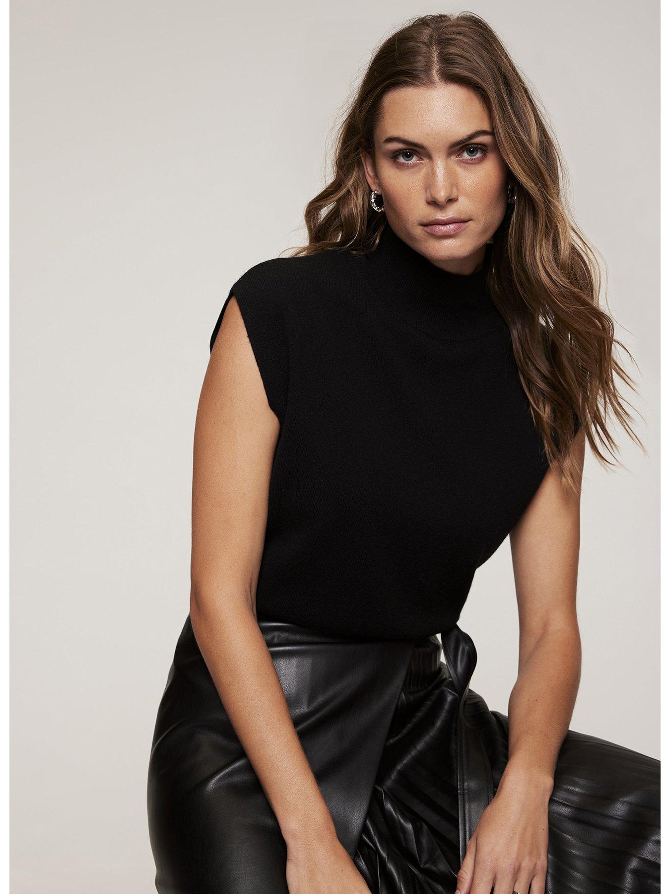 Image 3 of 6 of Mint Velvet Wool Blend Knit Top - Black