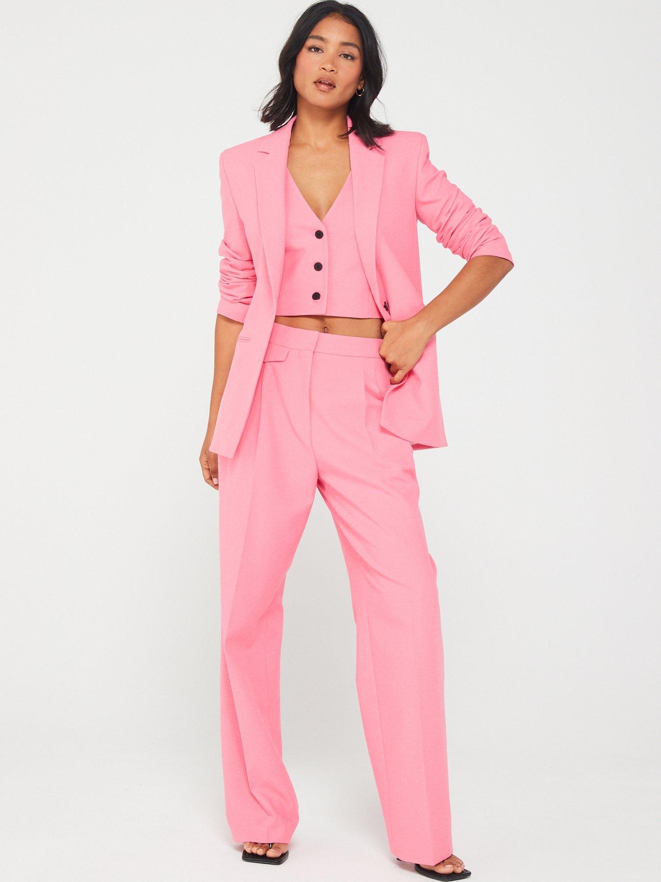 HUGO RED Helepher Straight Leg Trouser - Pink | Very.co.uk