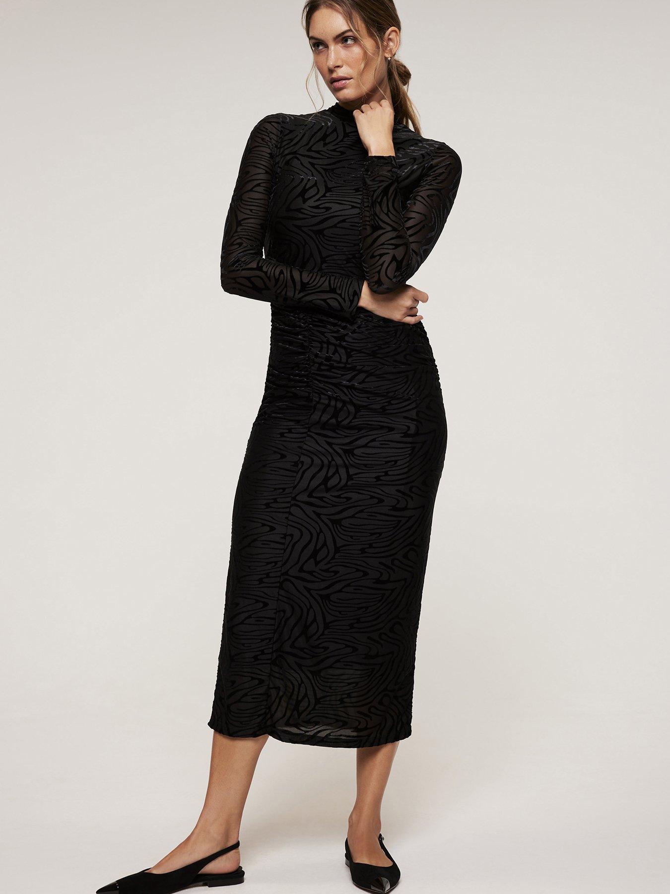 Black Velvet Maxi - Mesh Sleeves Dress - Velvet Column Maxi Dress