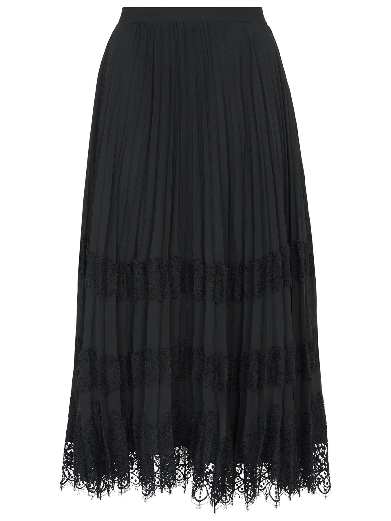 Mint Velvet Black Pleated Midi Skirt | very.co.uk