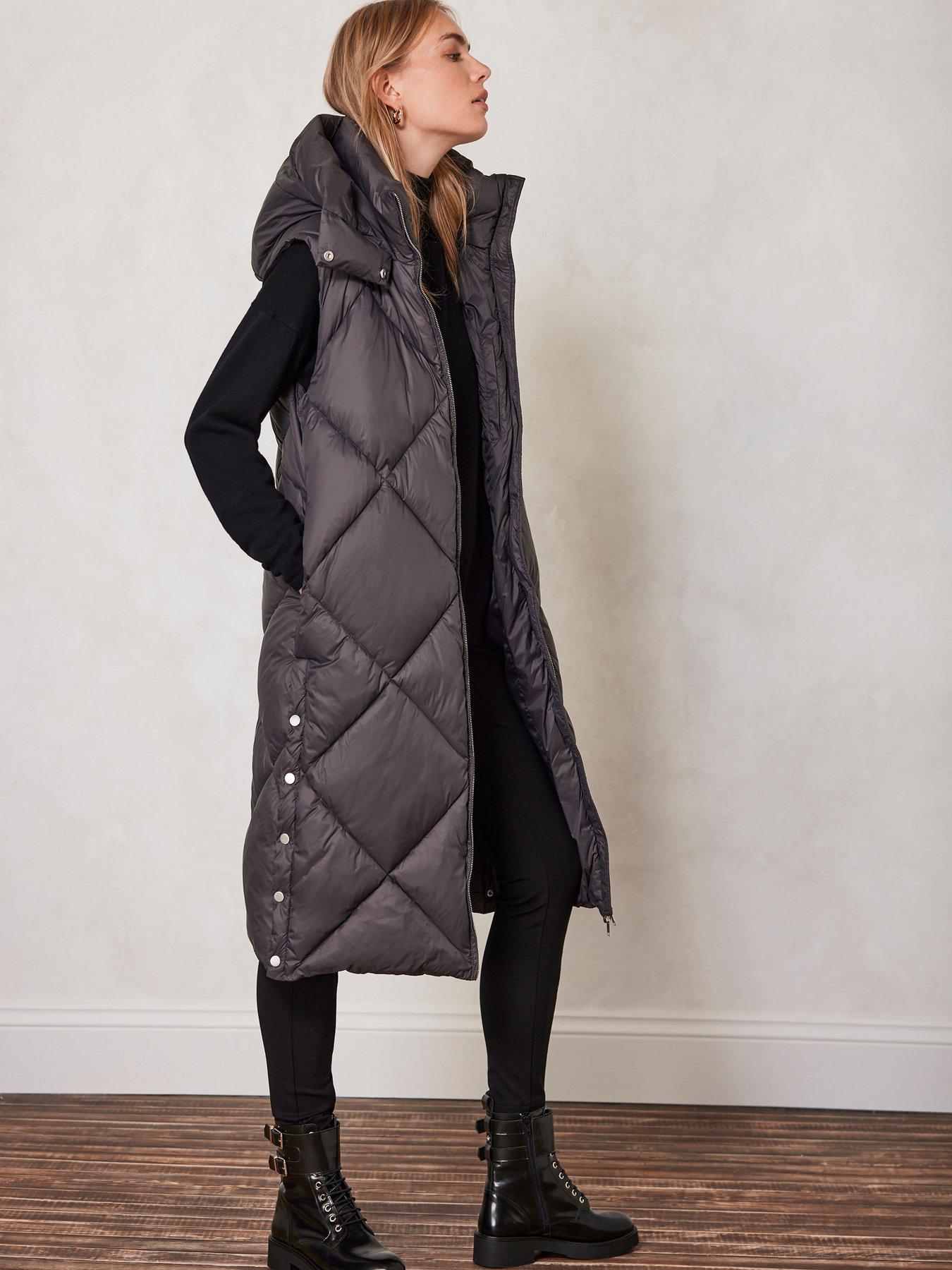 Mint Velvet Grey Longline Quilted Gilet