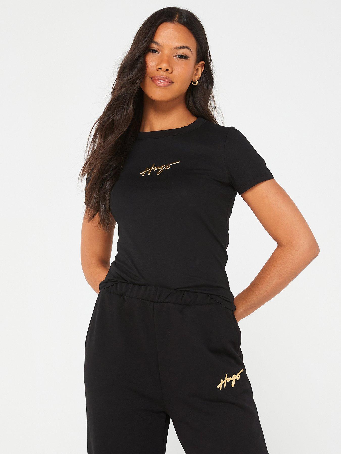 HUGO Classic Tee Gold Script Logo Black very