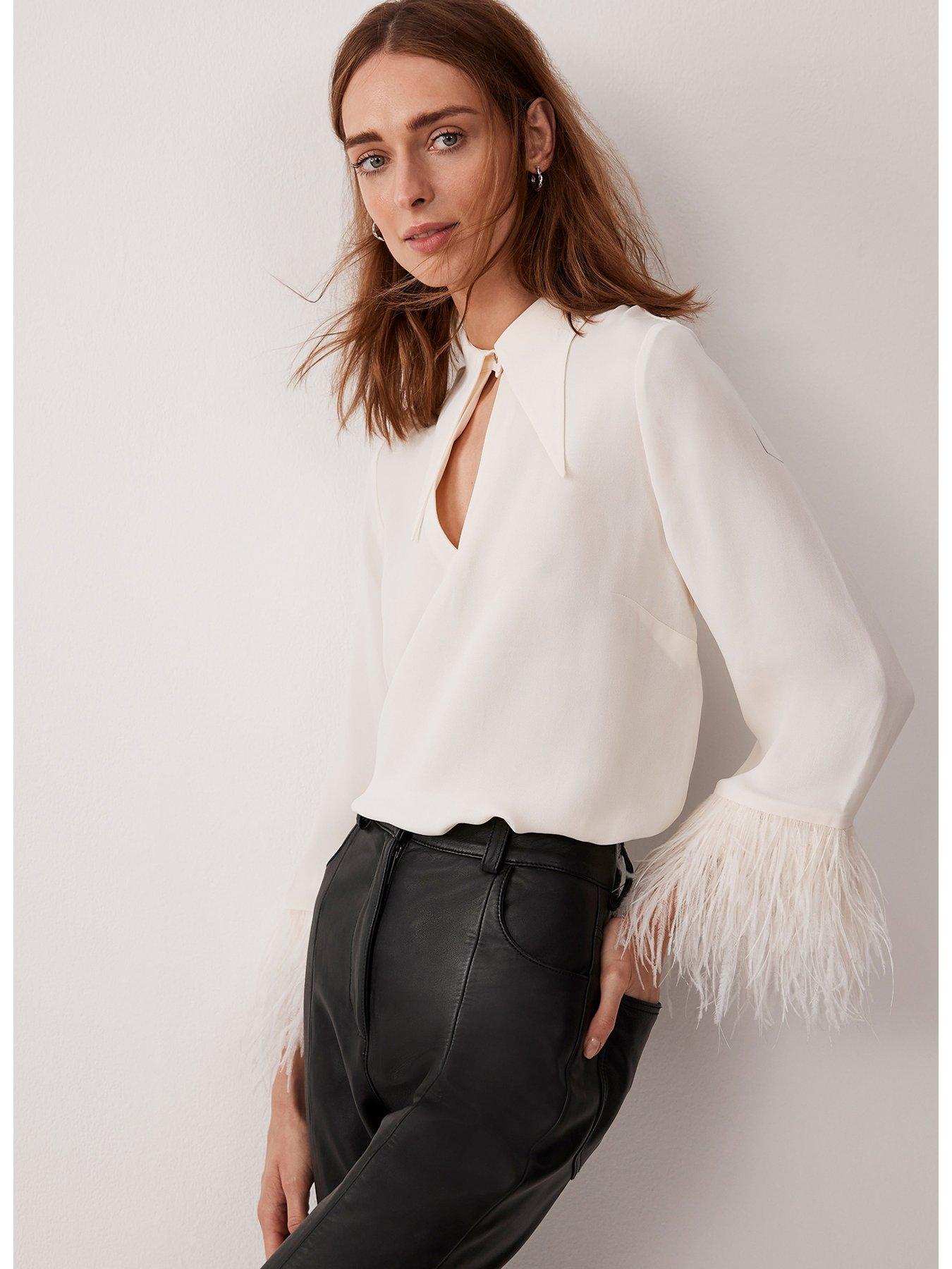 Cream Feather Detail Shirt