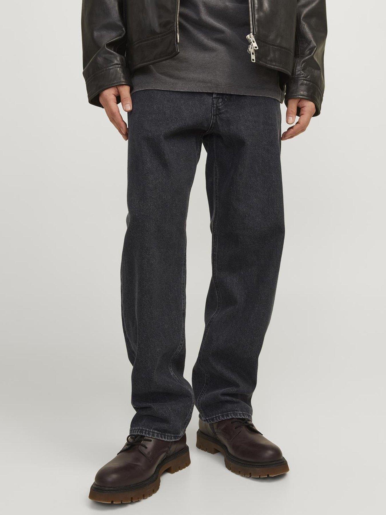 Jack & Jones Eddie Loose Fit Jeans, Black Denim, Size 34, Inside Leg Short, Men