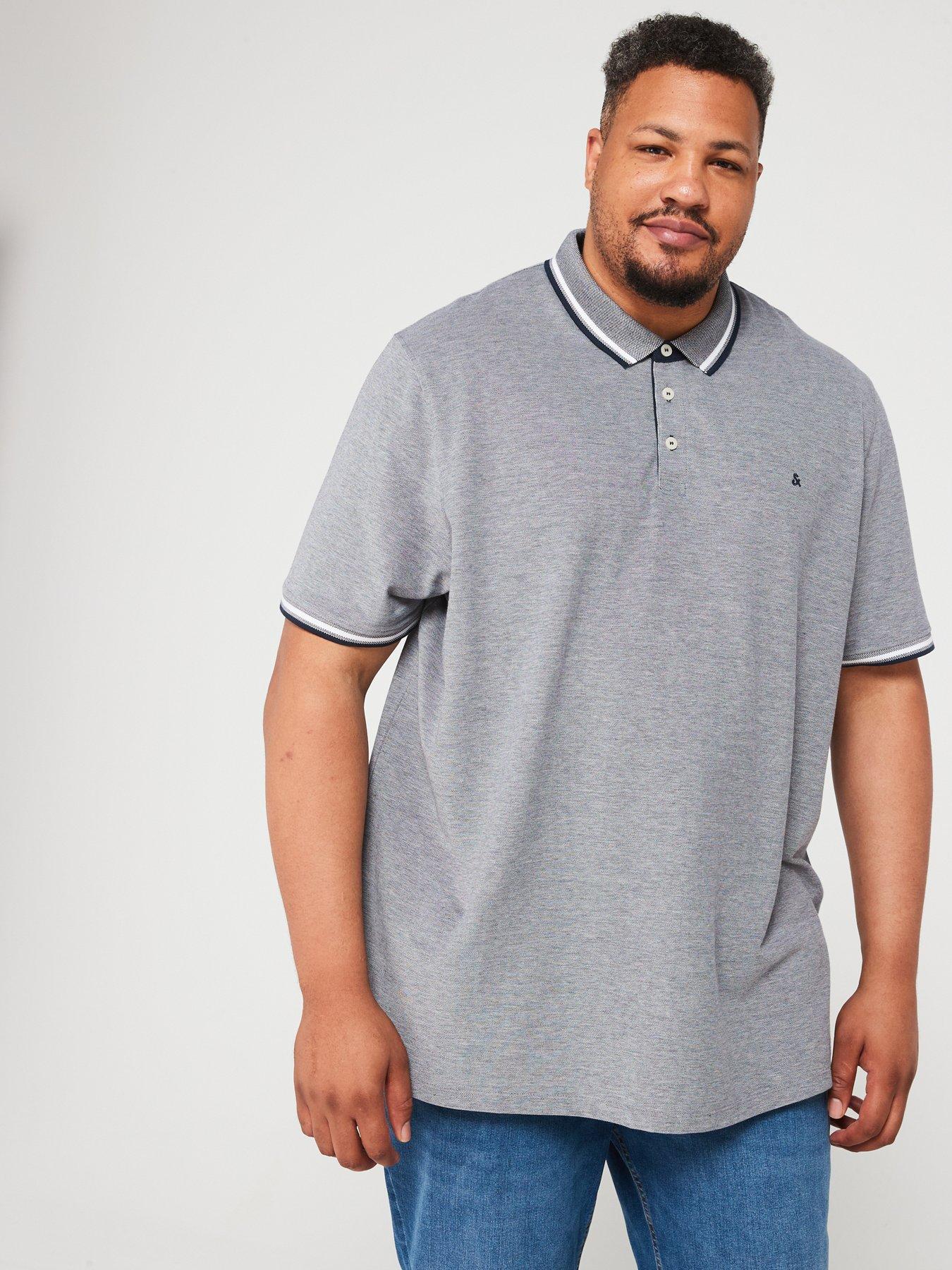 undefined Jack  &  Jones Plus Paulos Tipped Polo Shirt - Dark Blue