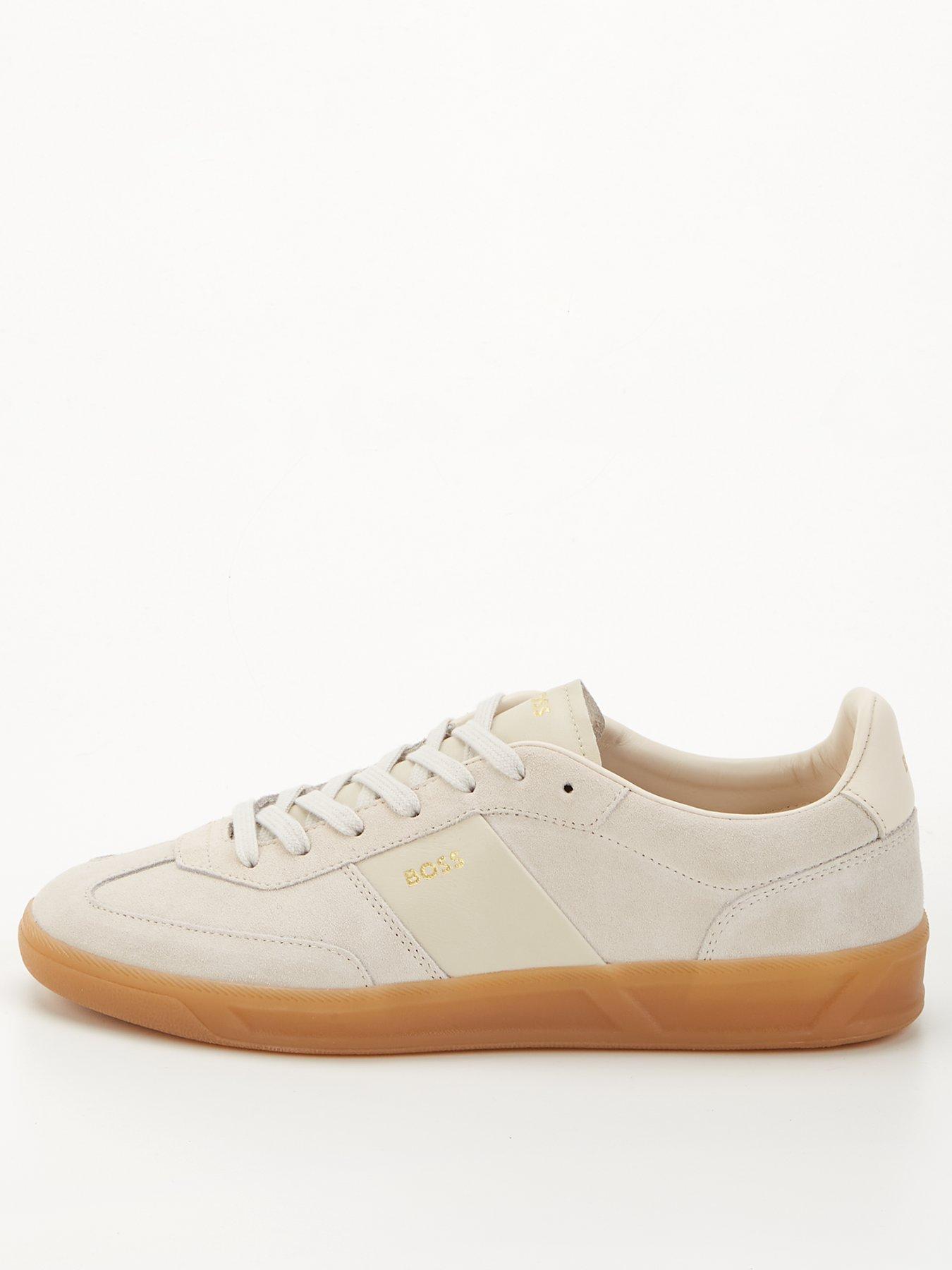 BOSS Brenta Suede Tennis Trainer - Beige | Very.co.uk