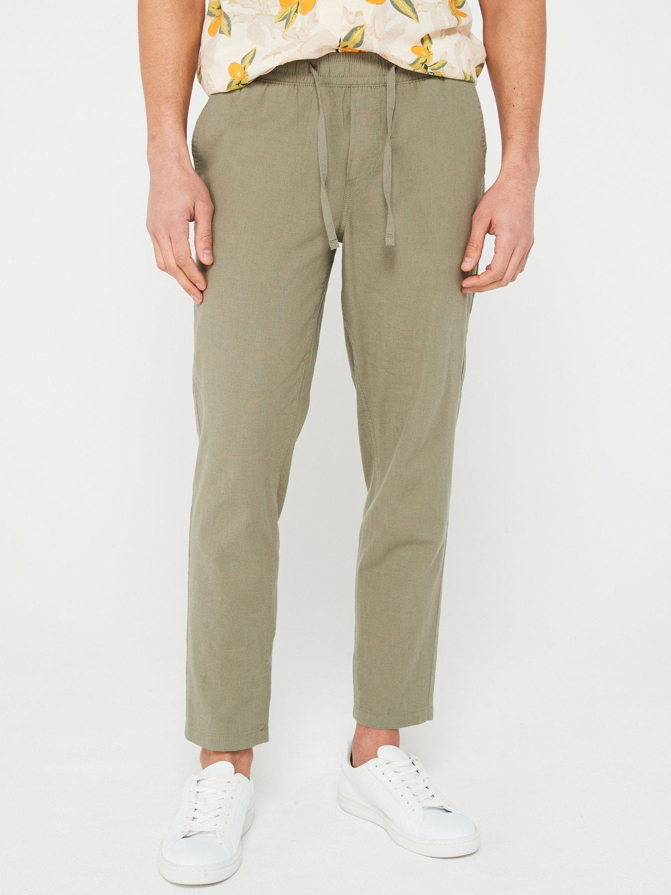 undefined Jack  &  Jones Linen Blend Tapered Fit Trousers - Green