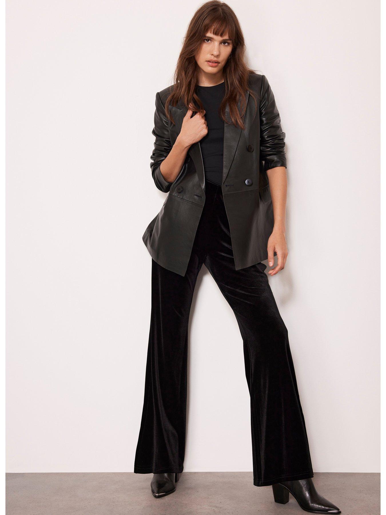 Velvet wide leg trousers on sale uk