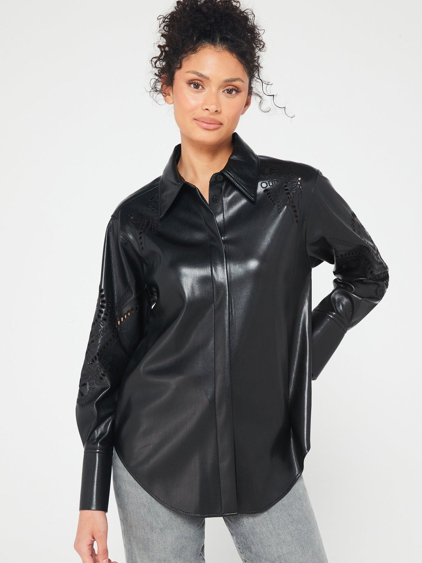 Faux Leather Shirt Black