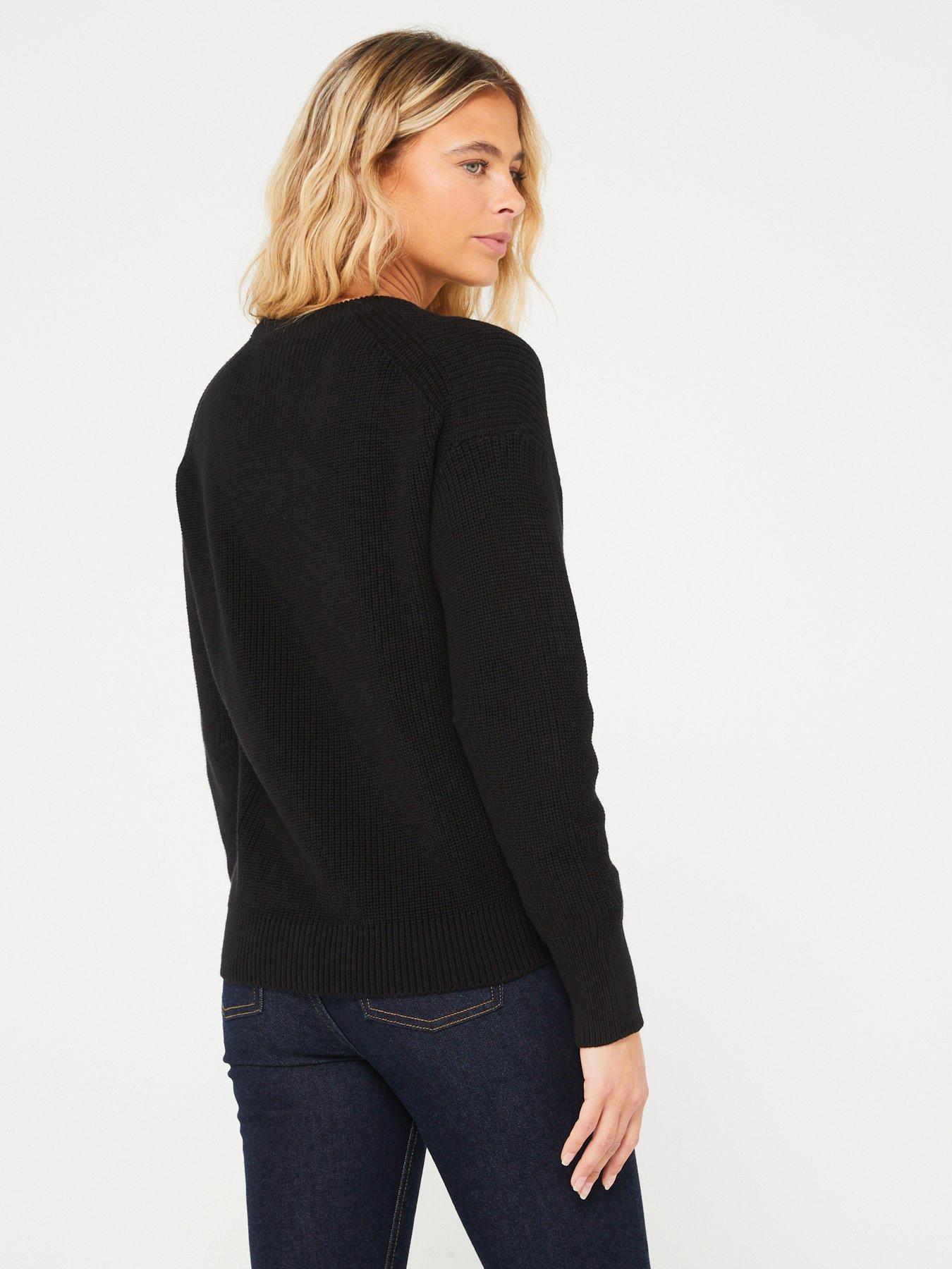 JJXX Mila Twist Knit Crew Neck Jumper - Black | very.co.uk