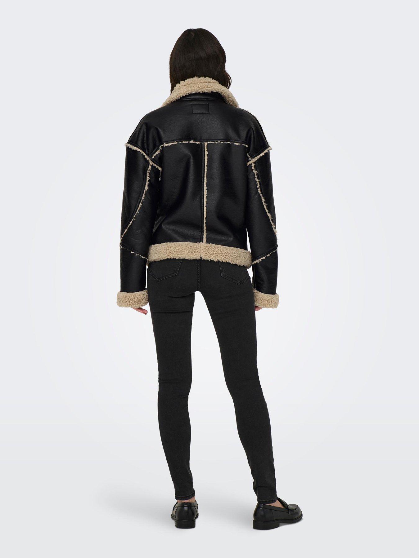 Faux leather hotsell sherpa jacket