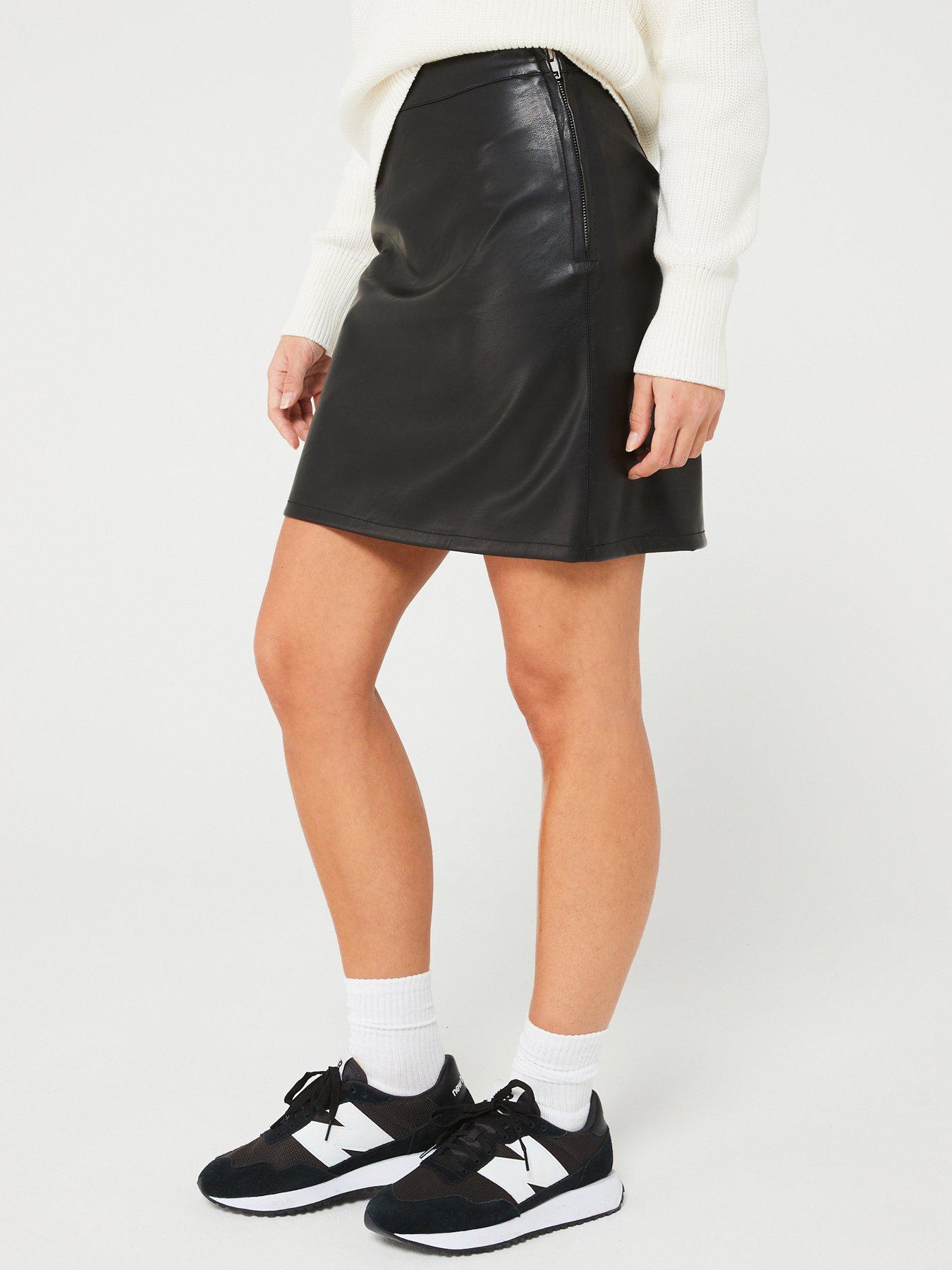 Rowe Faux Leather Mini Skirt Black