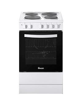 Product photograph of Swan Sx16710w 50cm Wide Electric Solid Plate Cooker - White from very.co.uk