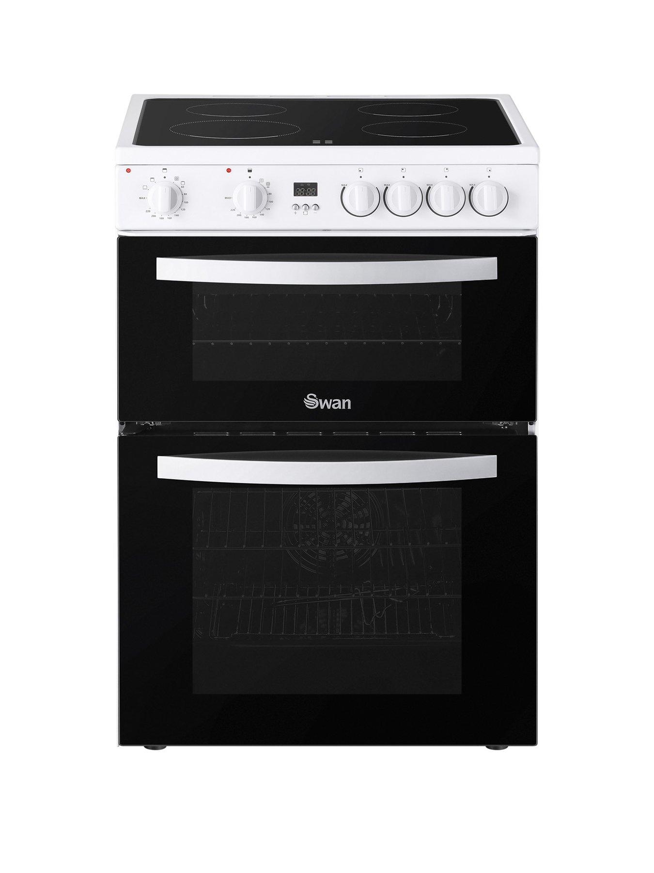 Swan Sx16730W 60Cm Wide Double Oven Electric Cooker With Ceramic Hob - White