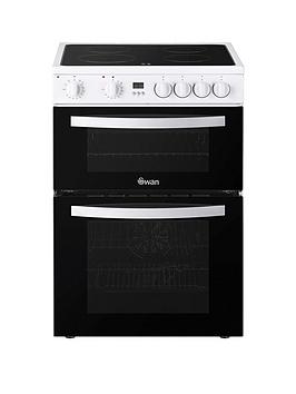 Product photograph of Swan Sx16730w 60cm Wide Double Oven Electric Cooker With Ceramic Hob - White from very.co.uk