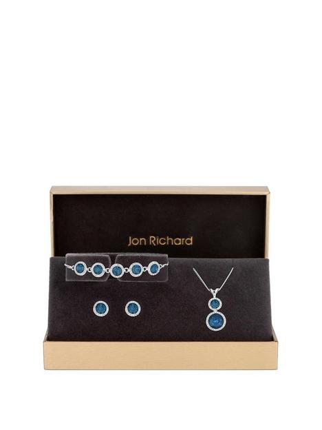 jon-richard-silver-plated-blue-halo-trio-set-gift-boxed