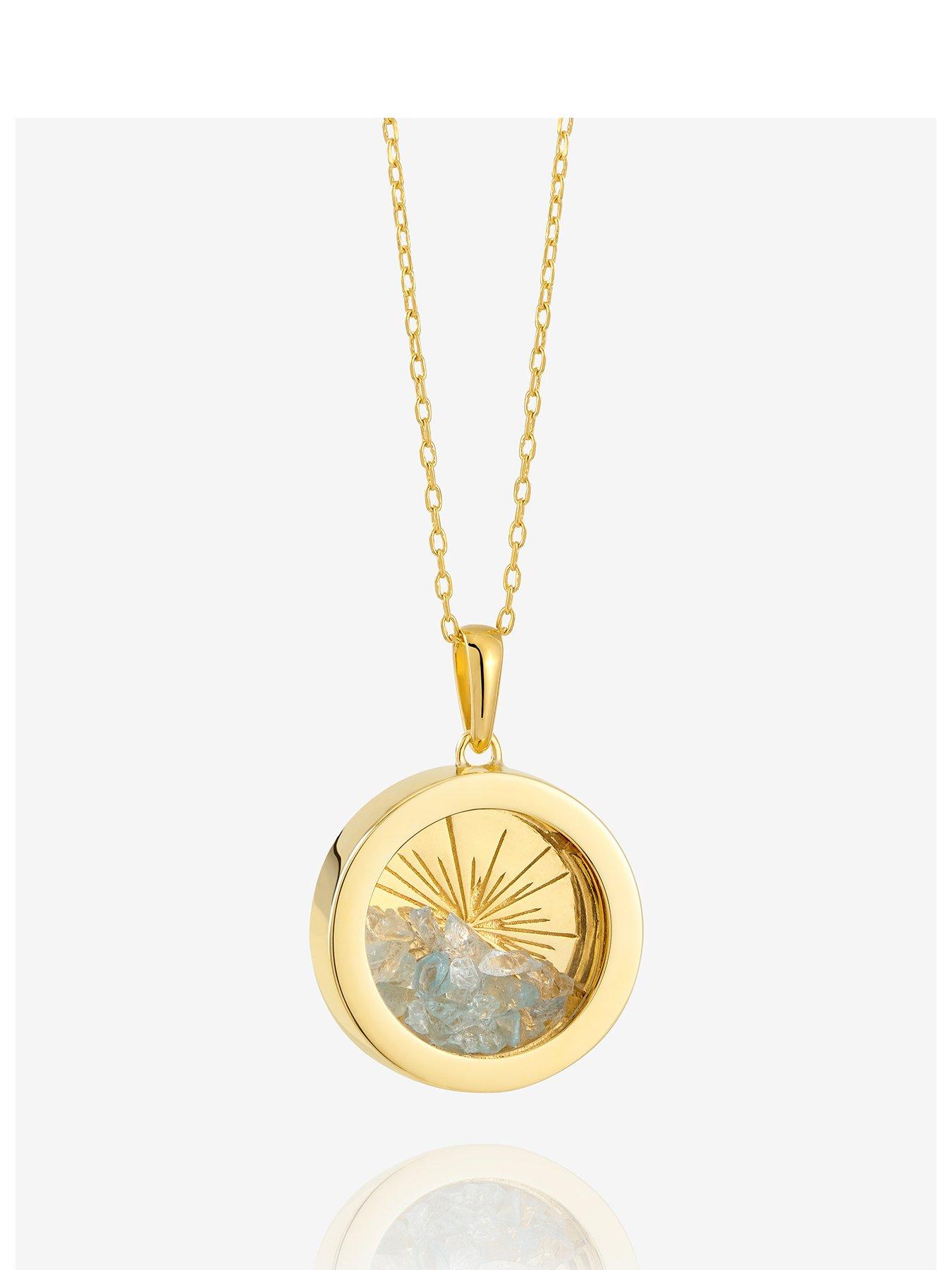undefined Medium Deco Sun Amulet Birthstone Necklace - Gold