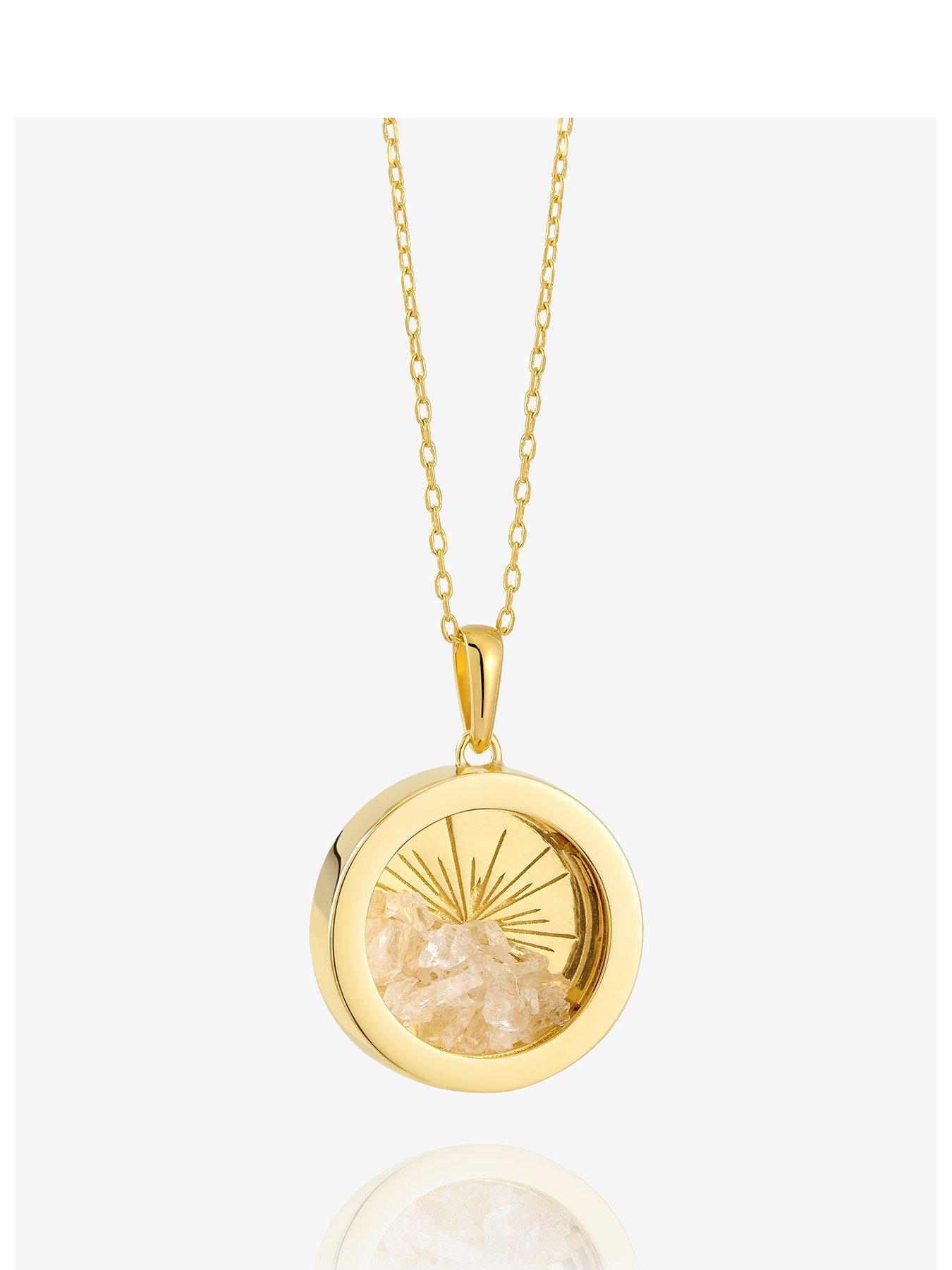 Rachel Jackson Medium Deco Sun Amulet Birthstone Necklace - Gold