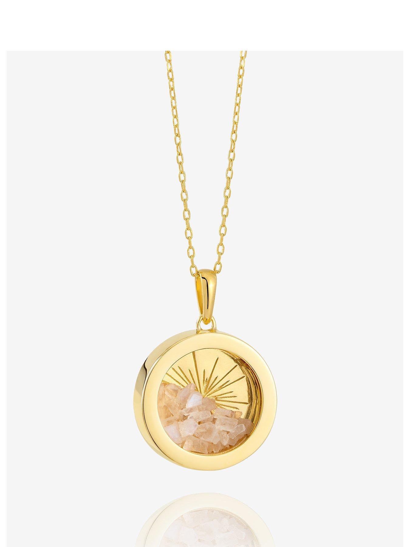 undefined Medium Deco Sun Amulet Birthstone Necklace - Gold