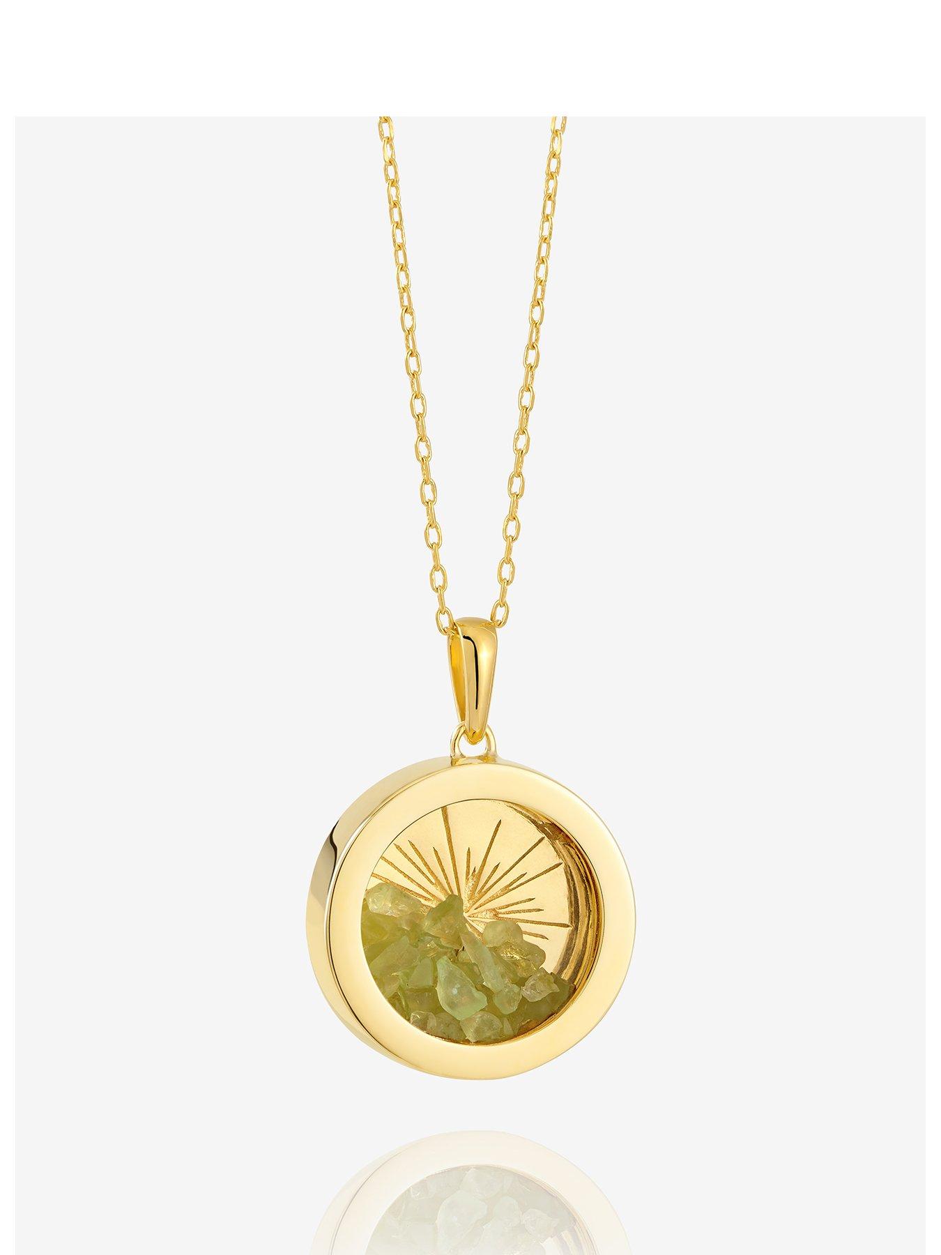 undefined Medium Deco Sun Amulet Birthstone Necklace - Gold