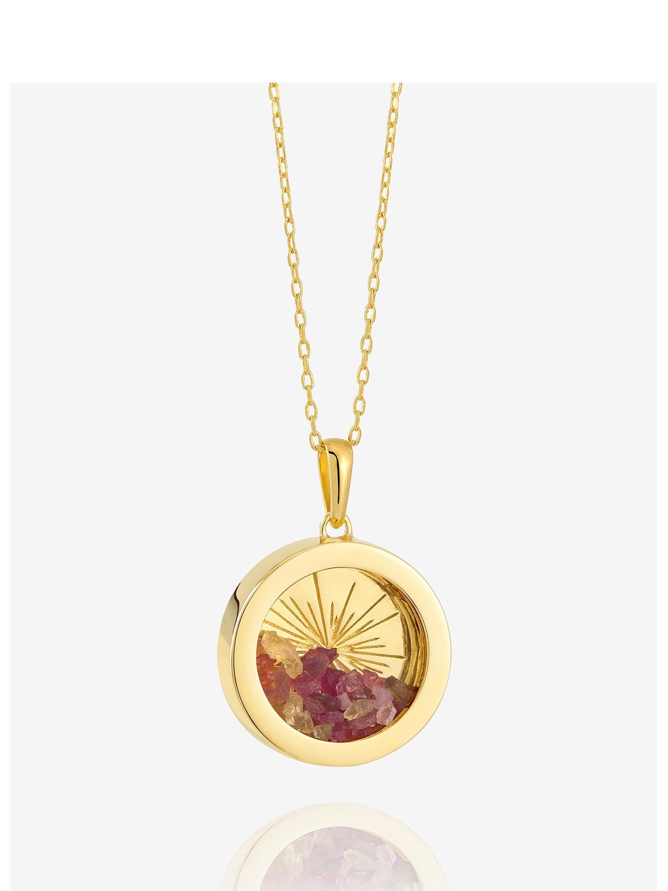 Rachel Jackson Medium Deco Sun Amulet Birthstone Necklace - Gold