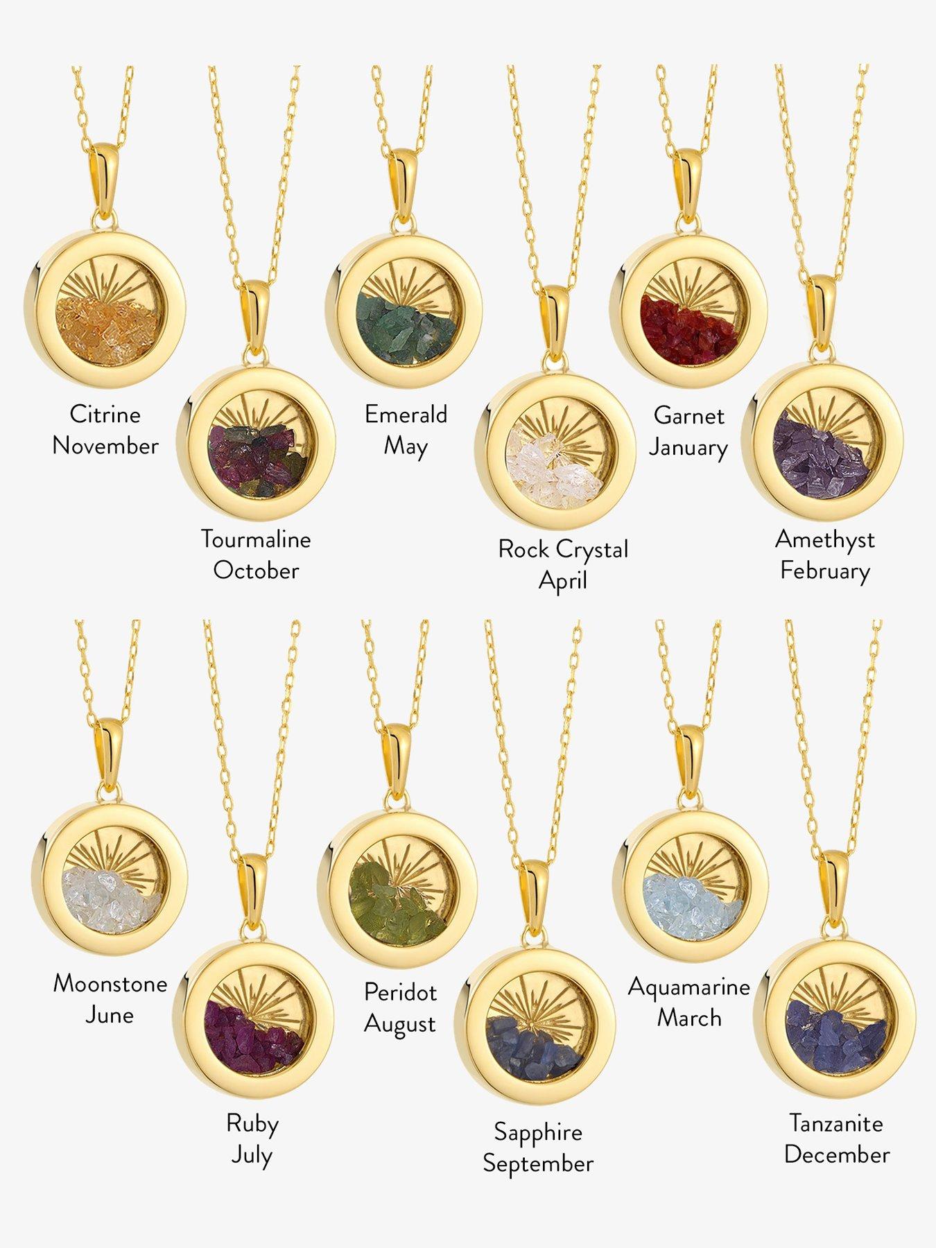 Image 3 of 5 of Rachel Jackson Medium Deco Sun Amulet Birthstone Necklace - Gold