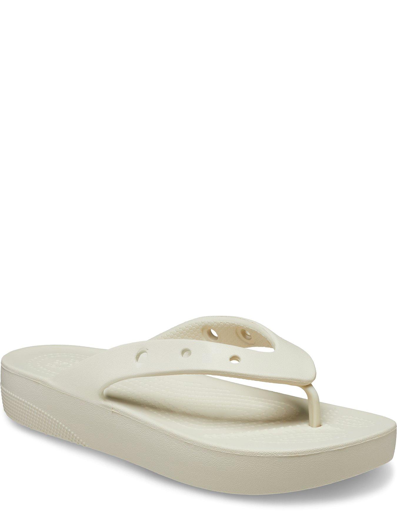 Crocs Classic Platform Flip Wedge - Bone | Very.co.uk