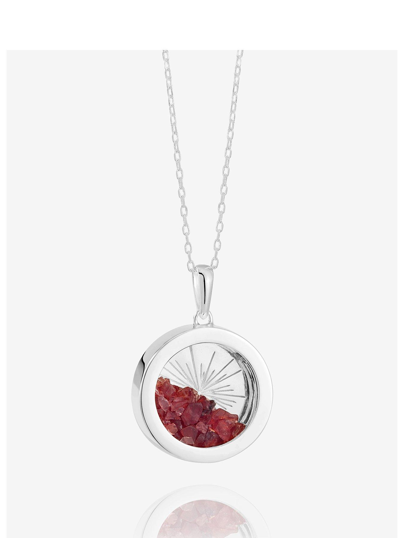 Product photograph of Rachel Jackson Medium Deco Sun Amulet Birthstone Necklace Silver from very.co.uk