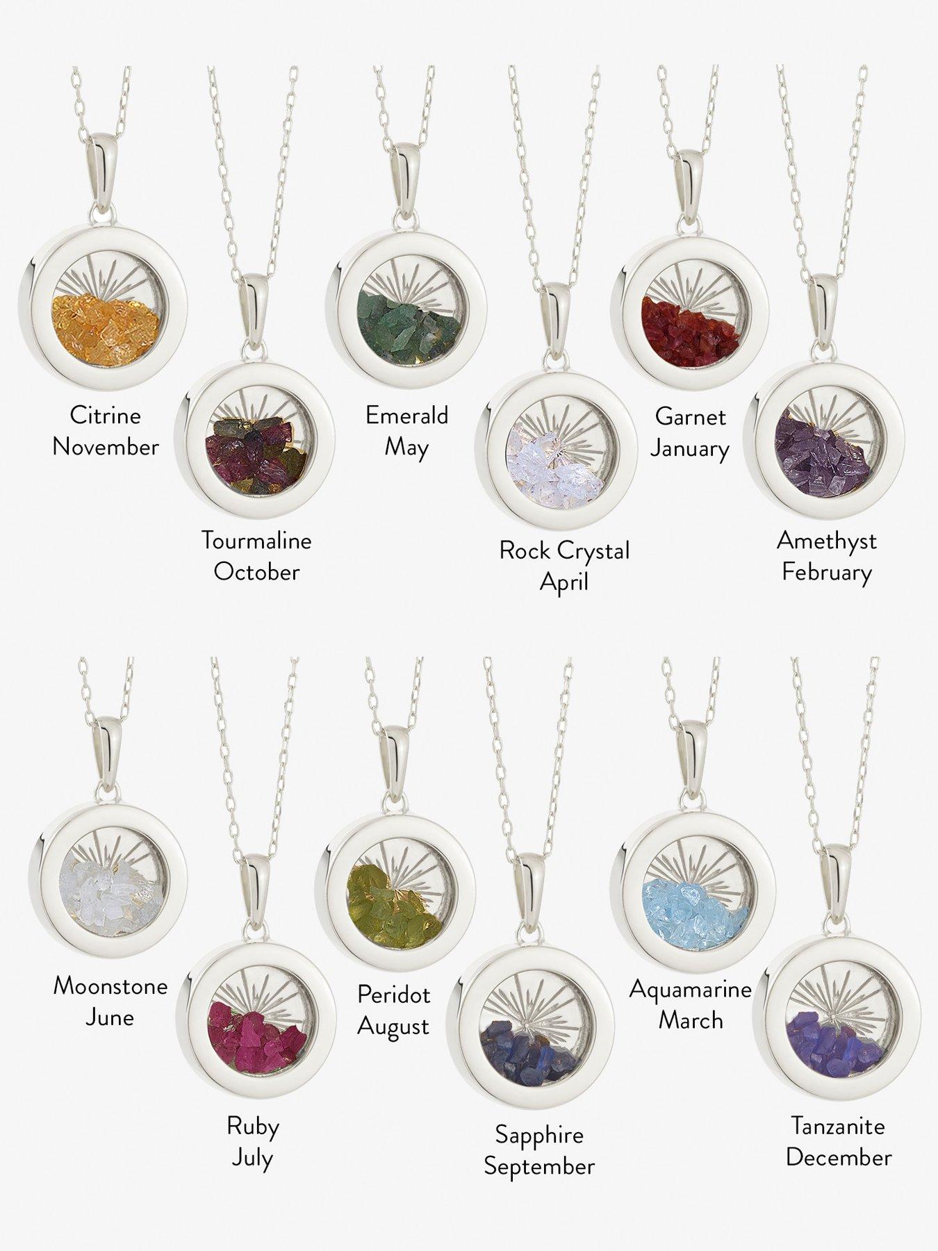 Image 3 of 5 of Rachel Jackson Medium Deco Sun Amulet Birthstone Necklace Silver