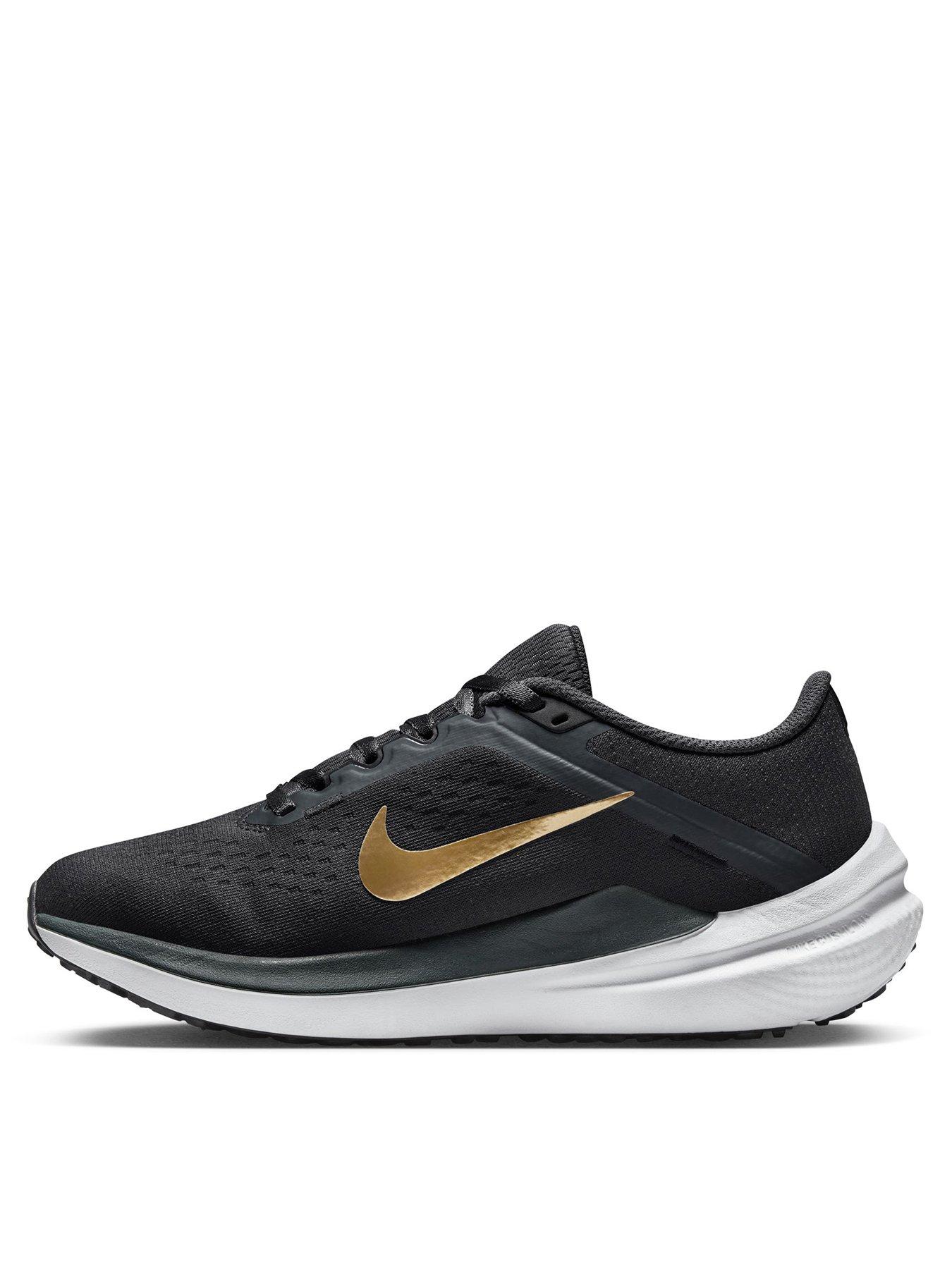 Ladies black and gold nike trainers hotsell