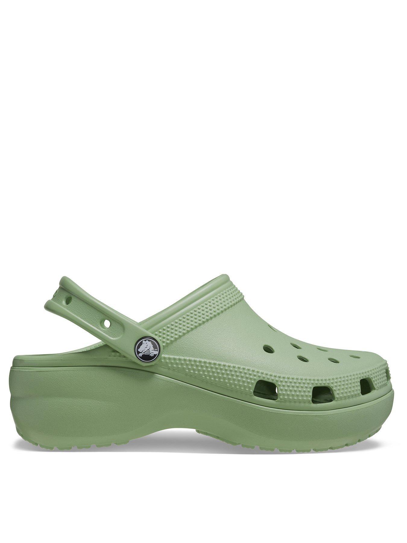 Crocs Classic Platform Clog Wedge - Fair Green | Very.co.uk