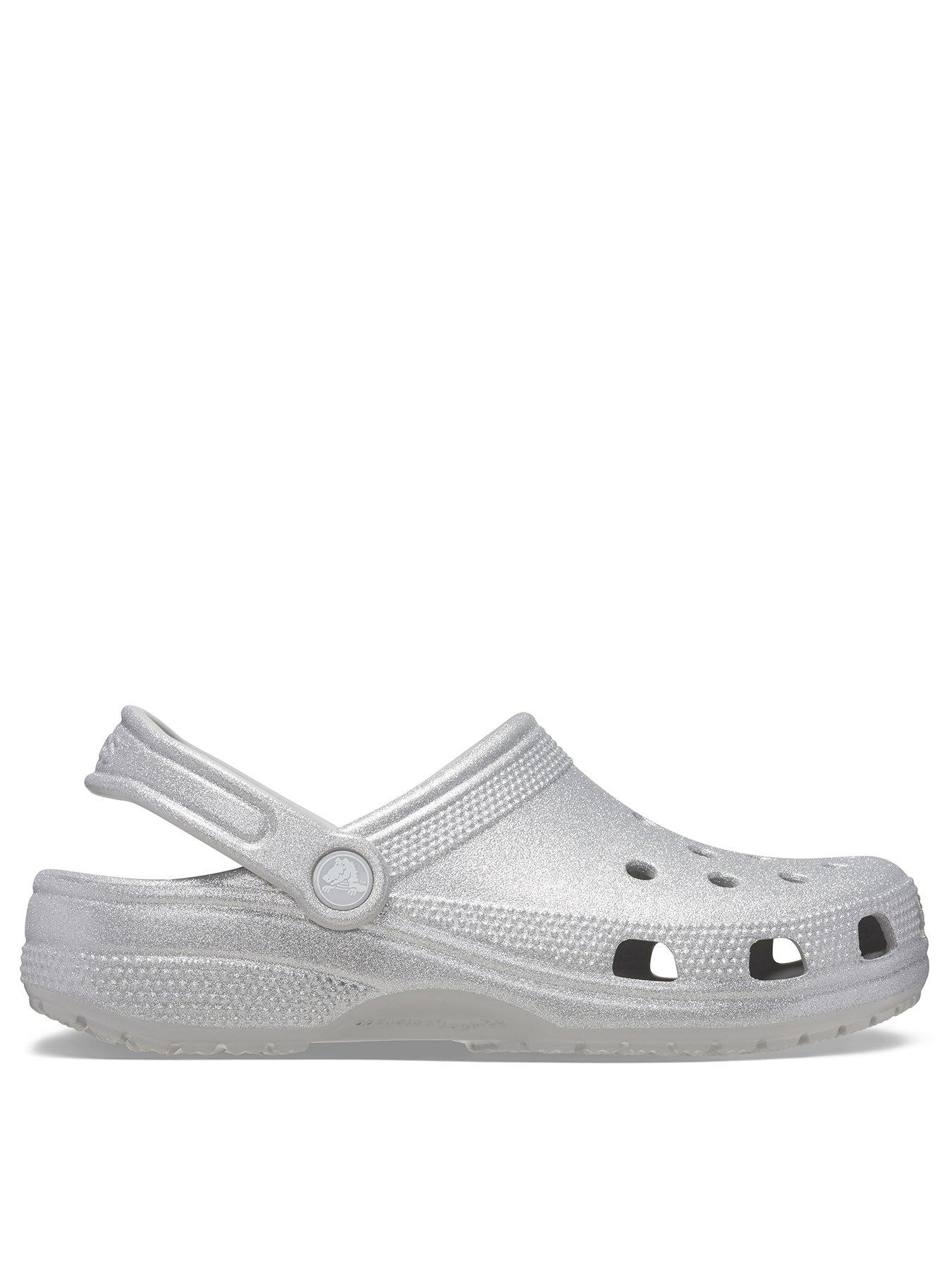 Silver sparkly crocs on sale