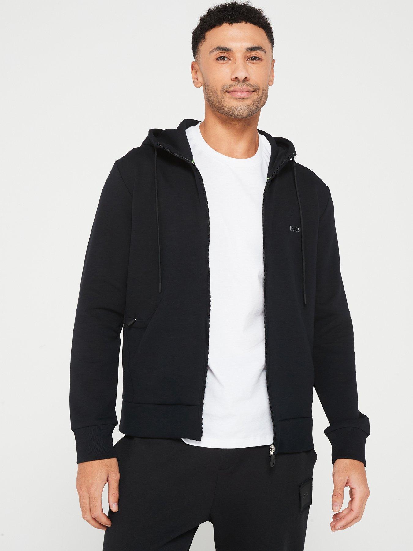 BOSS Saggy Logo Zip Thru Hoodie - Black | Very.co.uk