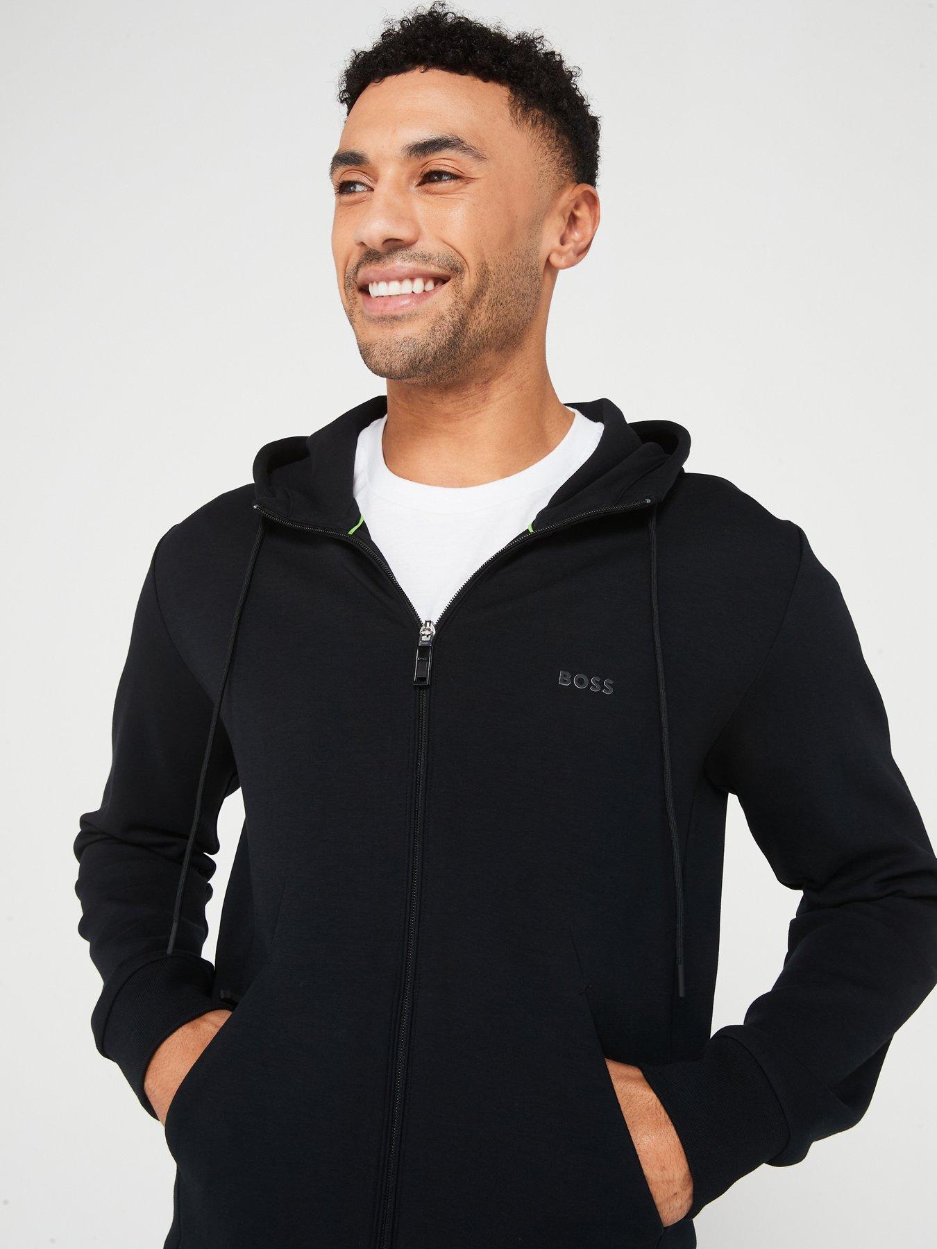 BOSS Saggy Logo Zip Thru Hoodie - Black | Very.co.uk