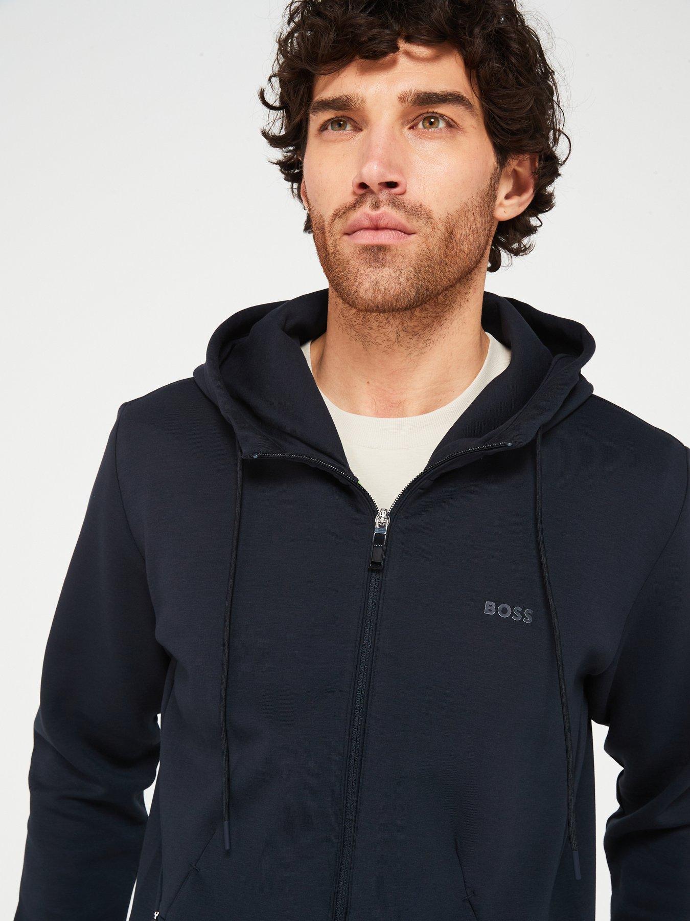 Image 4 of 4 of BOSS Saggy Logo Zip Through Hoodie - Dark Blue