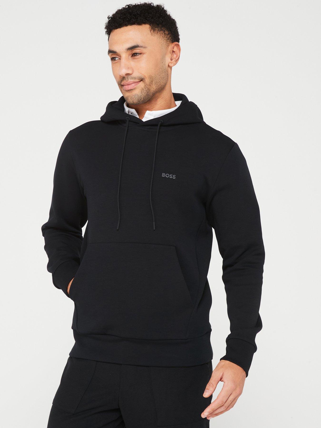 Image of BOSS Soody Tonal Left Chest Logo Overhead Hoodie- Black