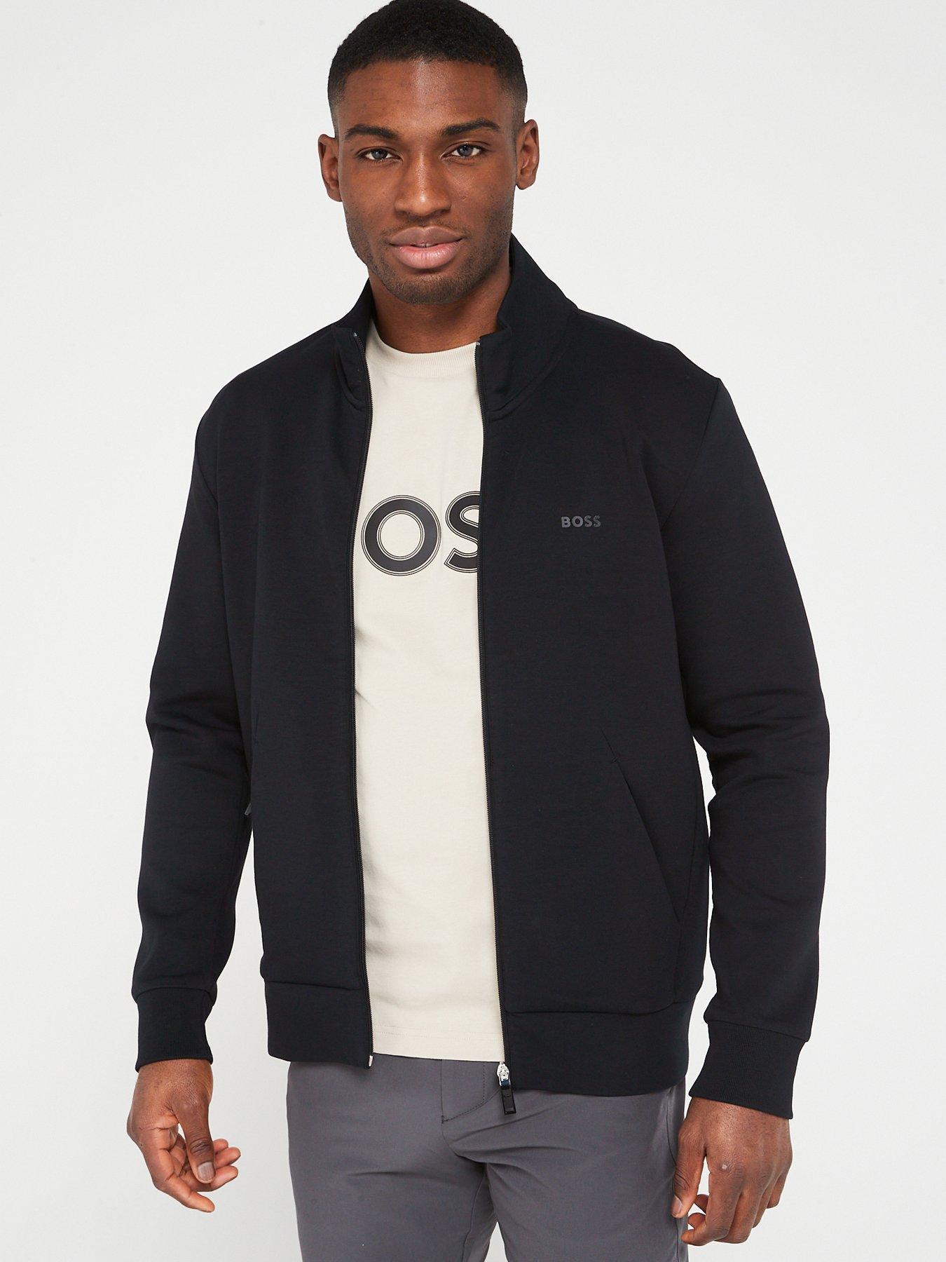 BOSS: Skaz Logo Zip Through Tracksuit Jacket - Black