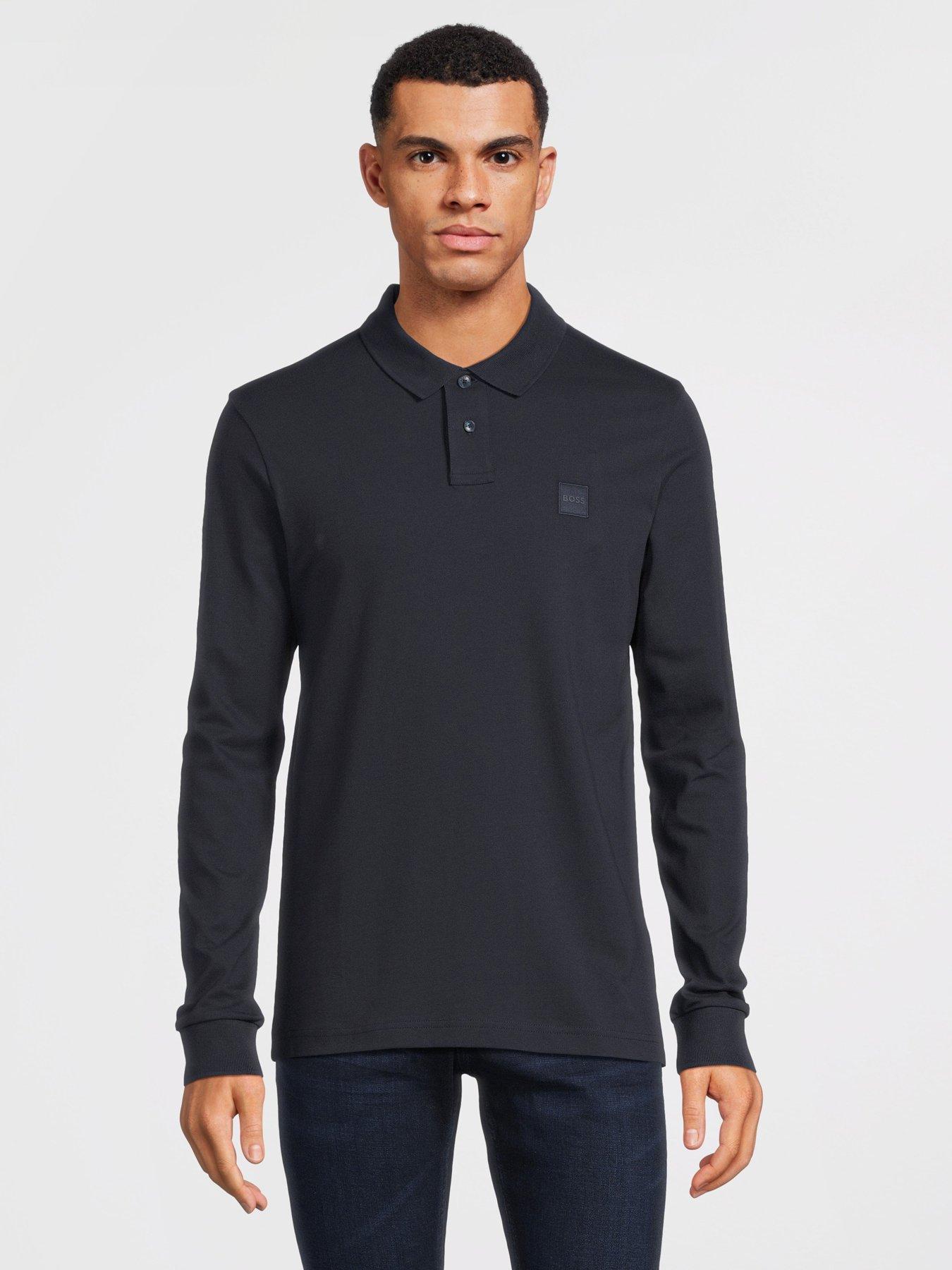 Men's Polo Hugo Boss Long Sleeve Polo Navy BOSS Passerby Slim